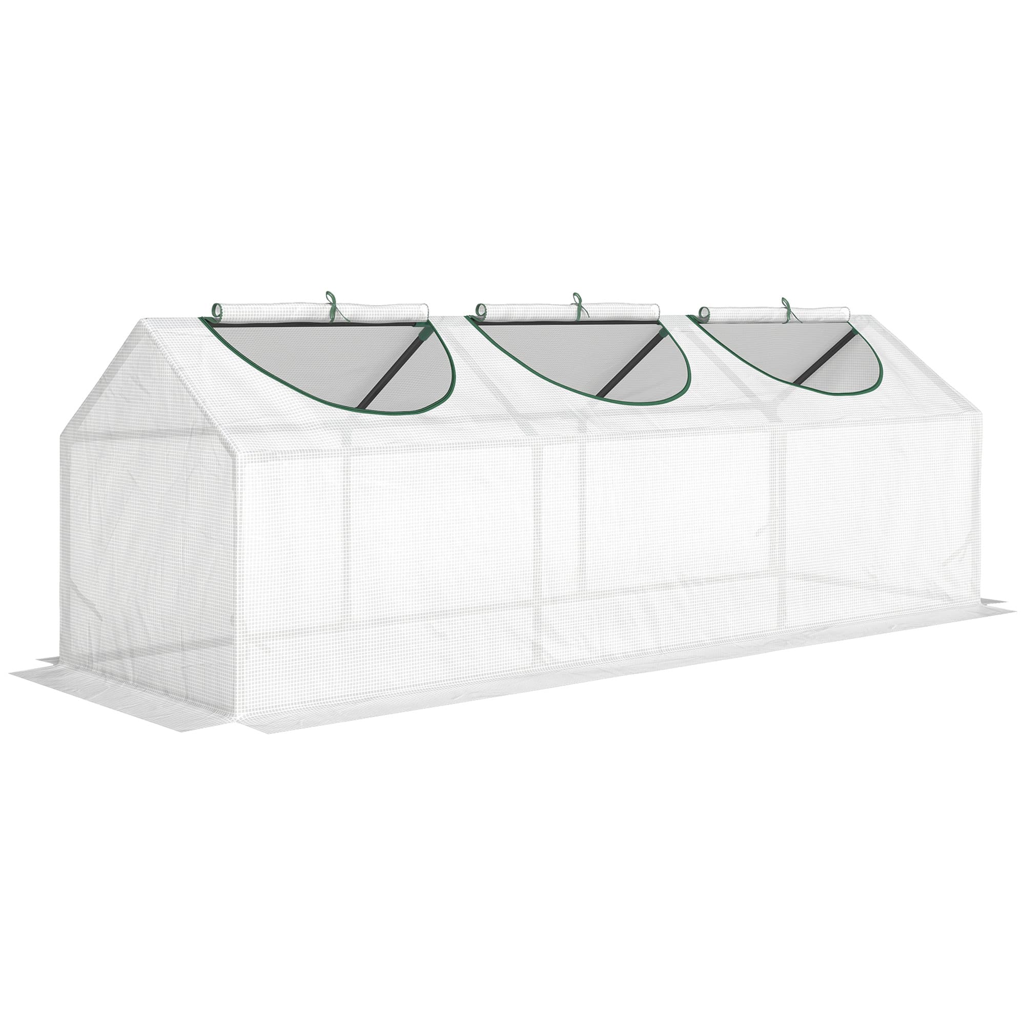 Outsunny Serre de jardin mini serre 3 fenêtres enroulables couverture en PE haute densité 140 g/m2 180 x 60 x 60 cm blanc