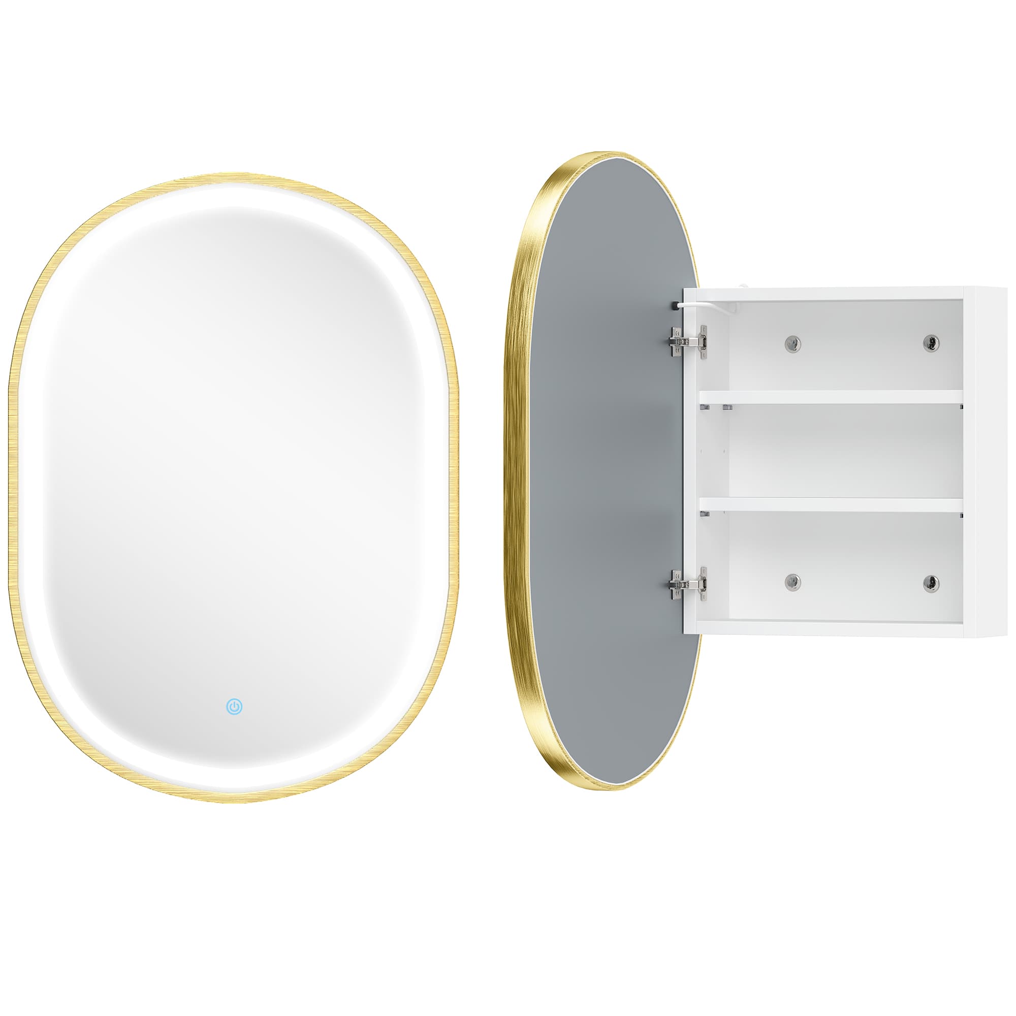 HOMCOM Armoire murale salle de bain avec miroir et éclairage LED anti-buée 3 températures de lumière étagères réglables doré