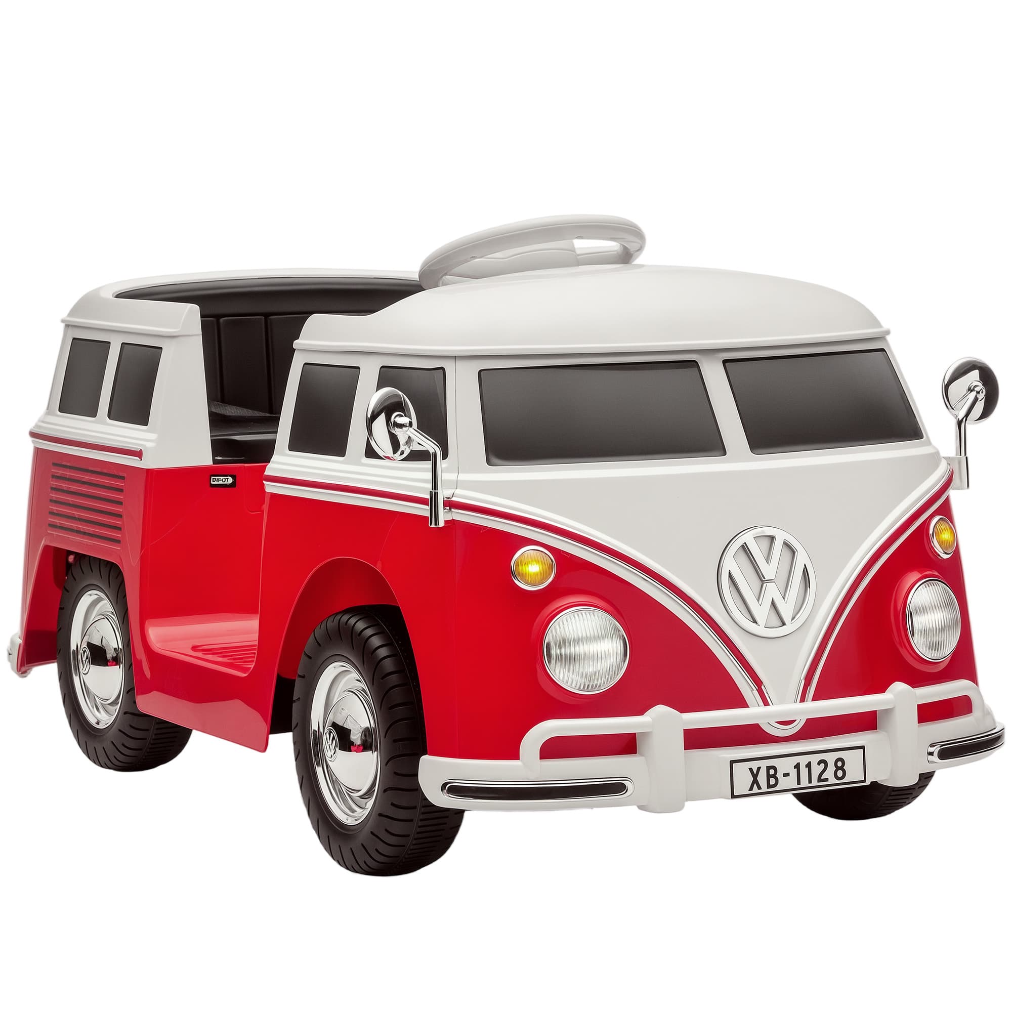 AIYAPLAY Voiture électrique enfant Volkswagen T1 sous licence officielle 12 V avec 2 moteurs démarrage doux 89x49x41,5cm rouge