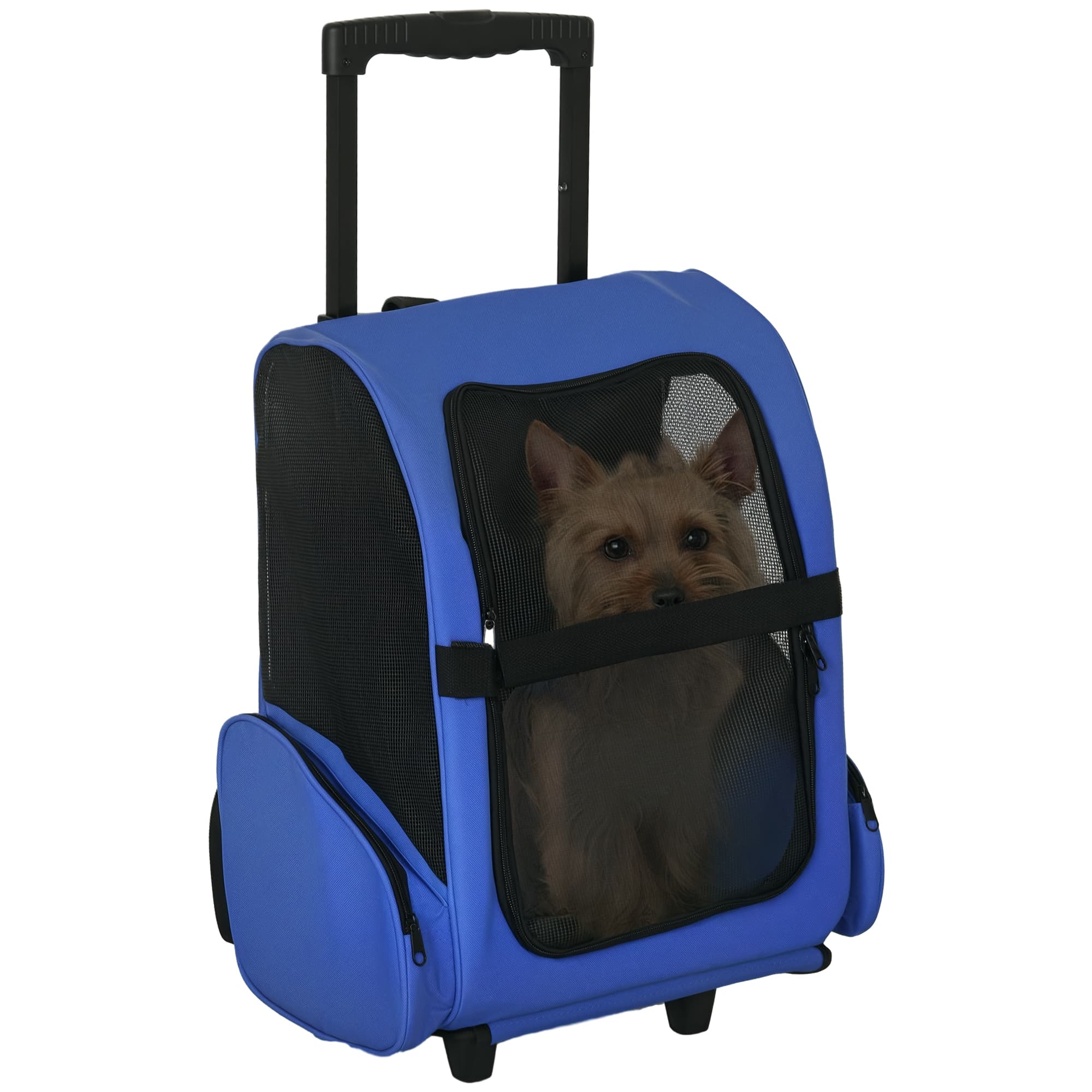 PawHut 2 en 1 trolley chariot sac à dos sac de transport à roulettes pour chien chat