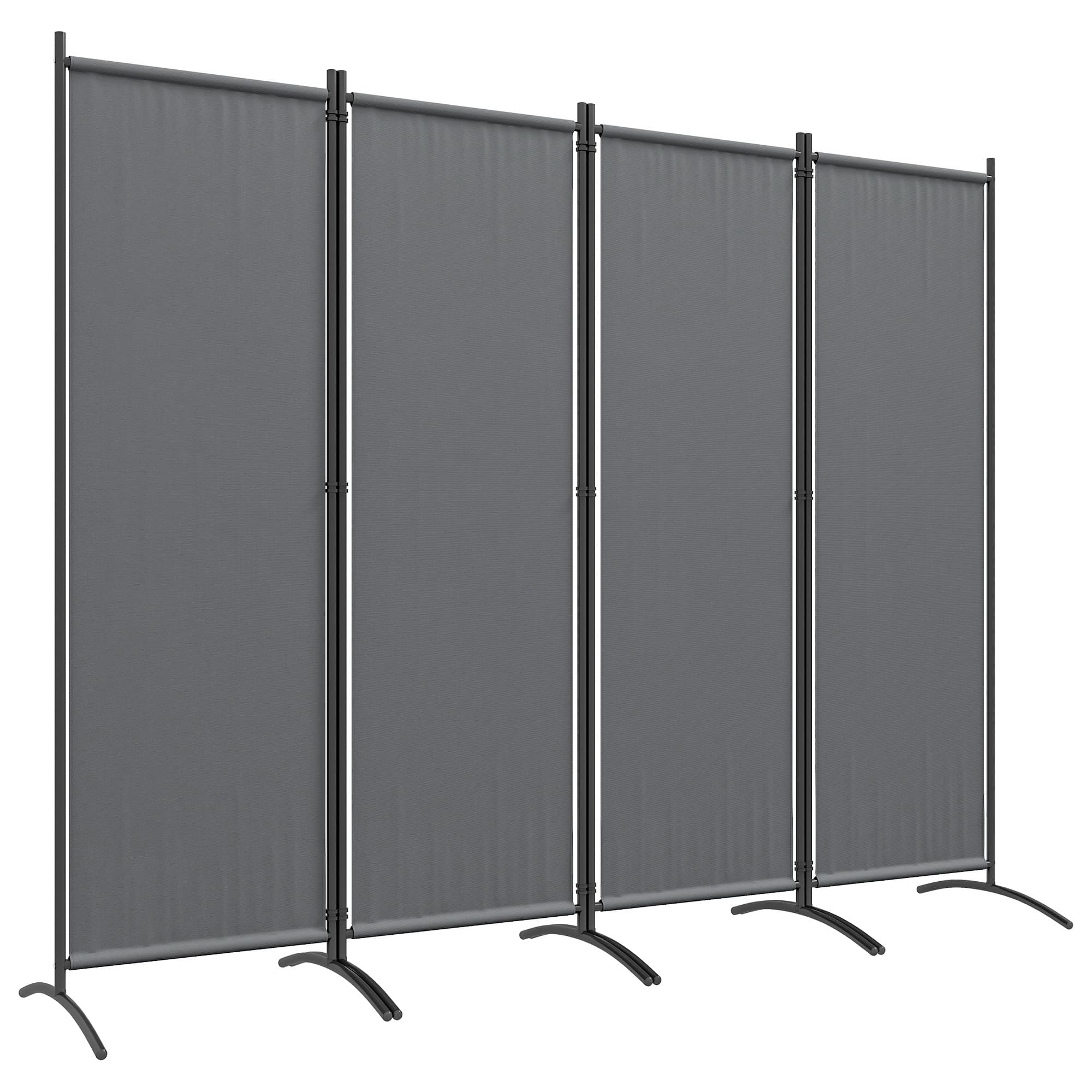 Outsunny Paravent 221 x 172 cm paravent de jardin à 4 panneaux avec pieds larges en tissu polyester de 180 g/m2 gris foncé