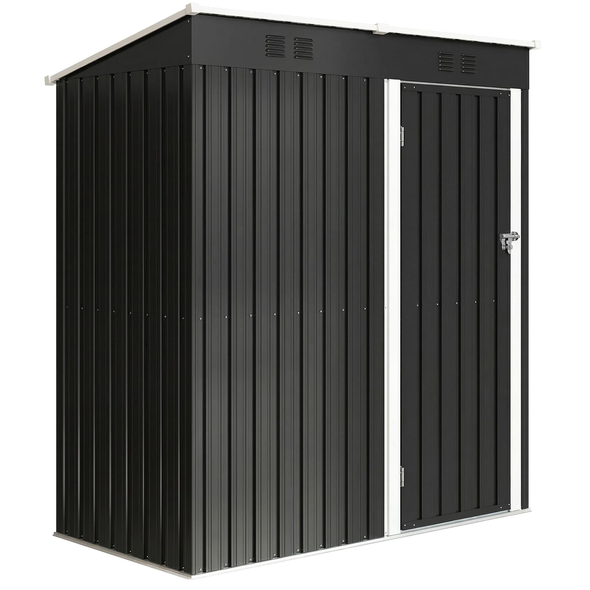 Outsunny Abri de Jardin en Métal Adossable 2 Grilles d'Aération Toit Incliné Anti-UV 163x90x179cm Gris Anthracite