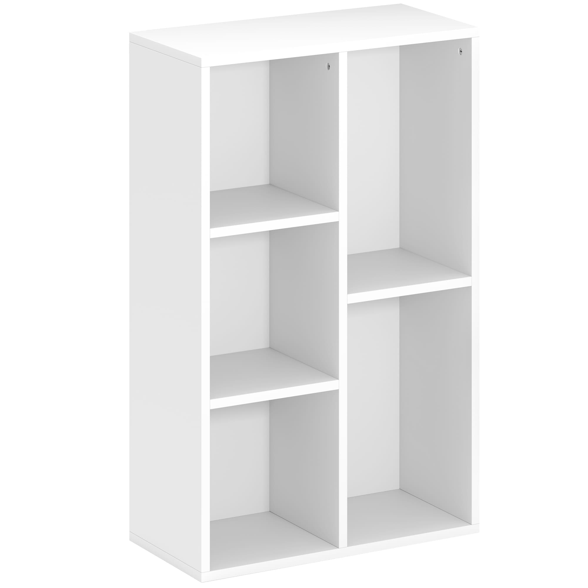 HOMCOM Bibliothèque étagère de rangement 2 niveaux avec 5 compartiments, pour salon chambre à coucher bureau, 50x24x80cm, blanc