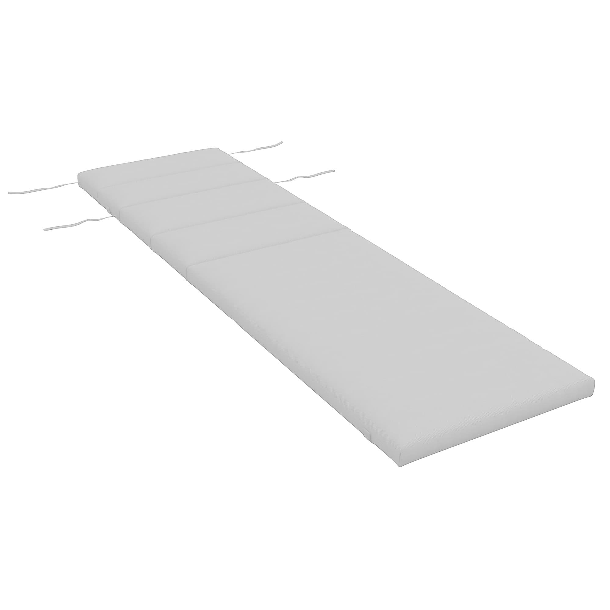 Outsunny Coussin d'extérieur pour chaise Longue Coussin Bain de Soleil Rectangulaire avec appui-tête 196 x 63 cm, gris clair