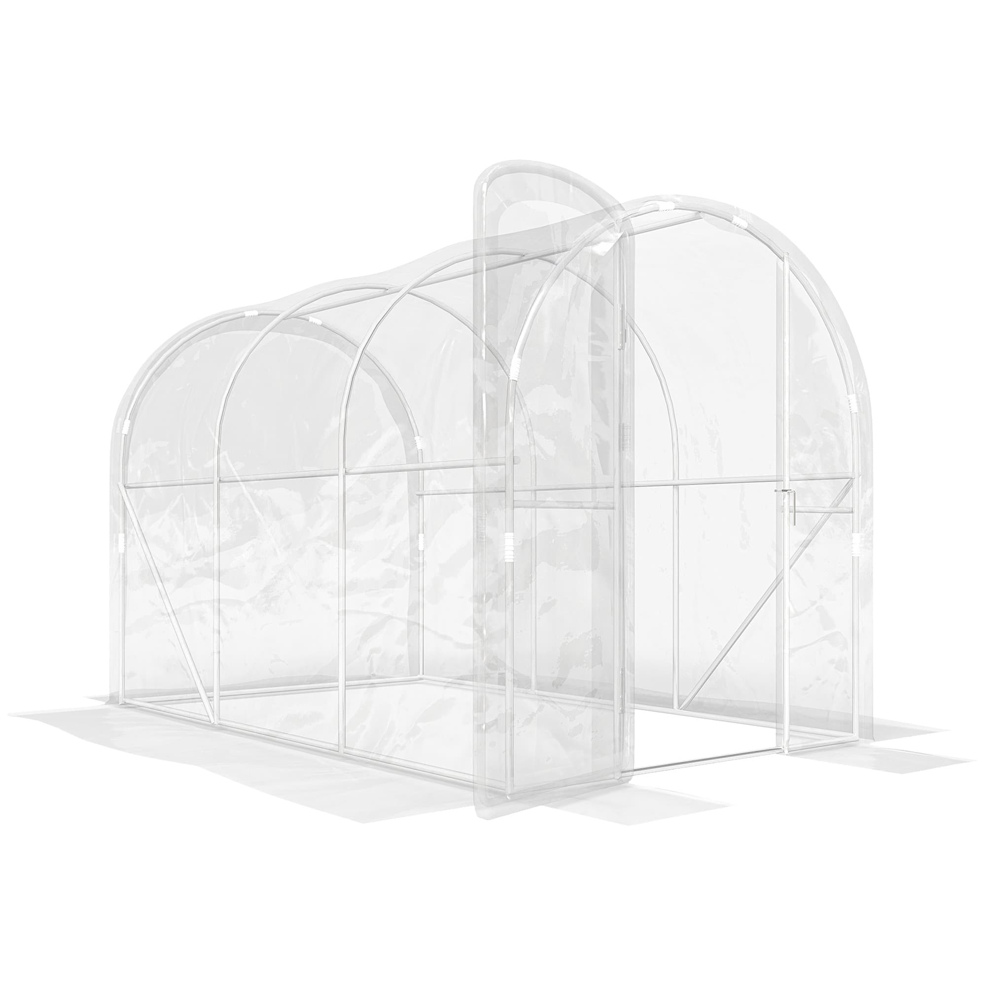 Outsunny Serre de jardin tunnel 3 x 2 x 2 m 6 m2 avec porte à charnières bâche en PE 150 g/m2 pour Légumes Plantes Fleurs
