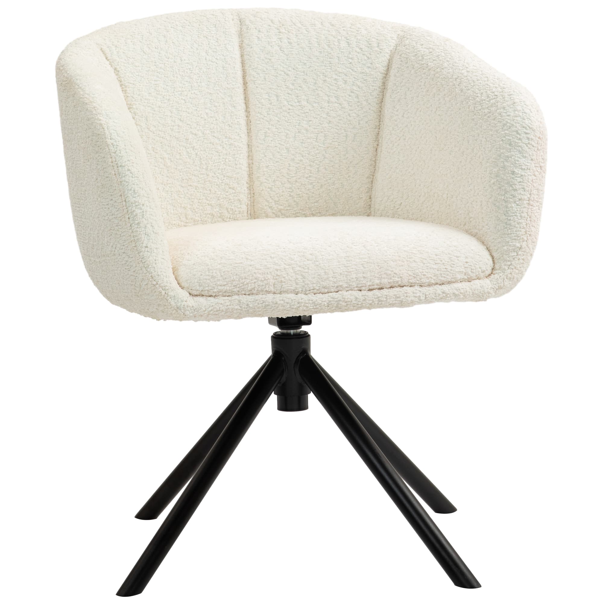 HOMCOM Fauteuil de salon pivotant 360°, fauteuil de chambre avec assise rembourrée, 58,5 x 59 x 78,5 cm, crème