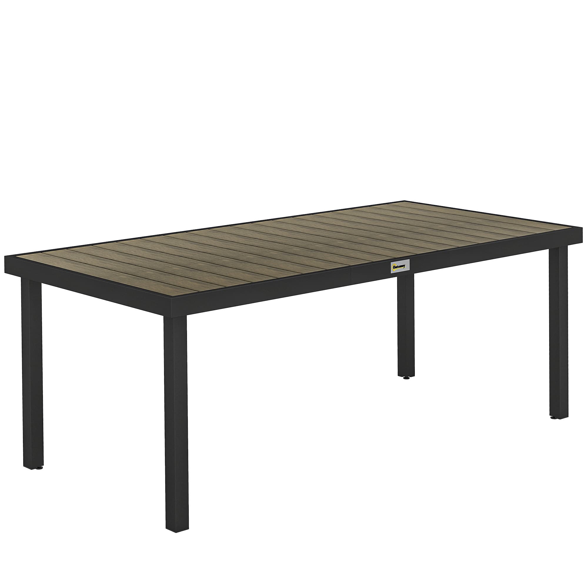 Outsunny Table de jardin rectangulaire pour 8 personnes en aluminium table de salle à manger extétieur plateau PE à lattes