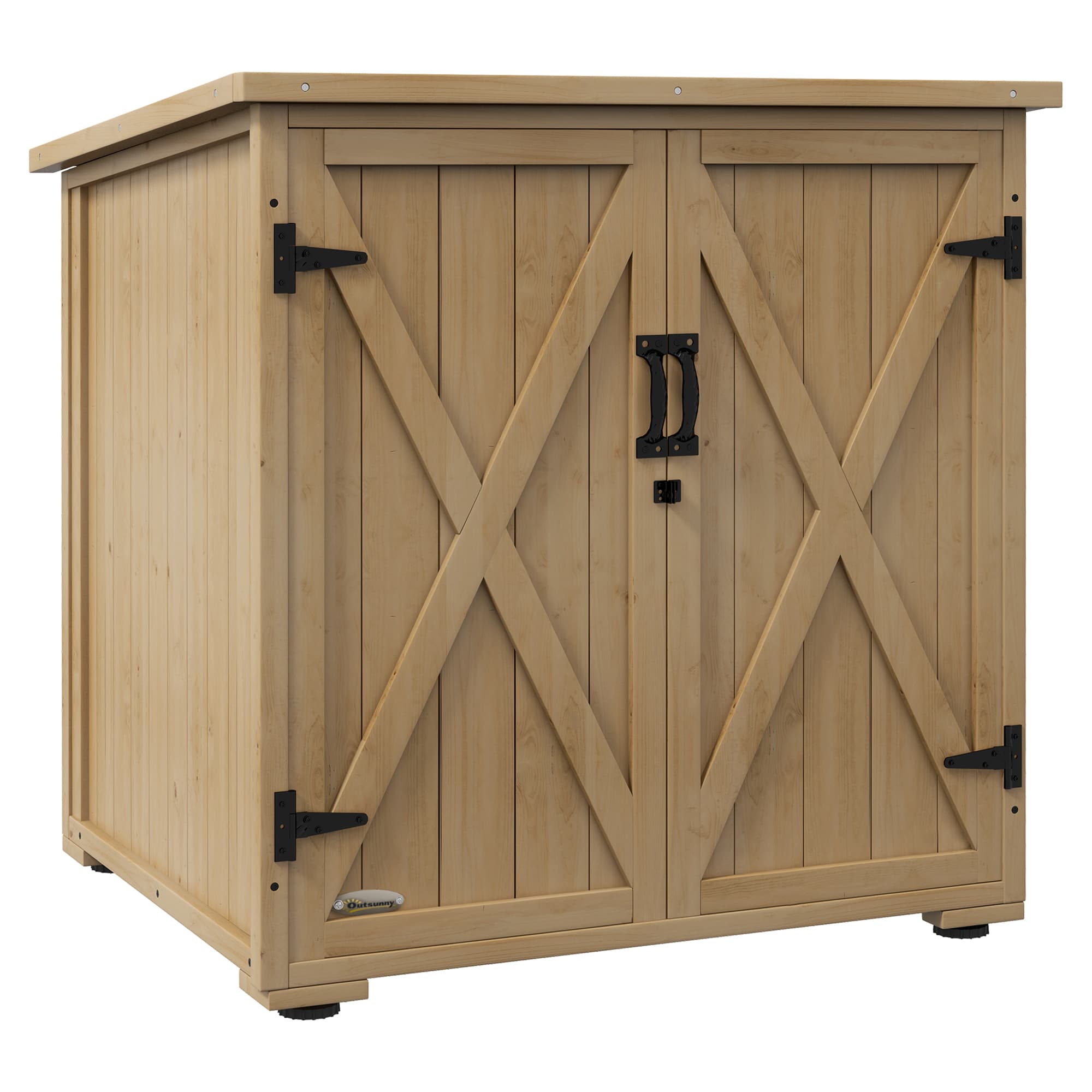 Outsunny Armoire de rangement en bois pour le jardin, Double Porte étagère réglable et Toit bitumé bois sapin