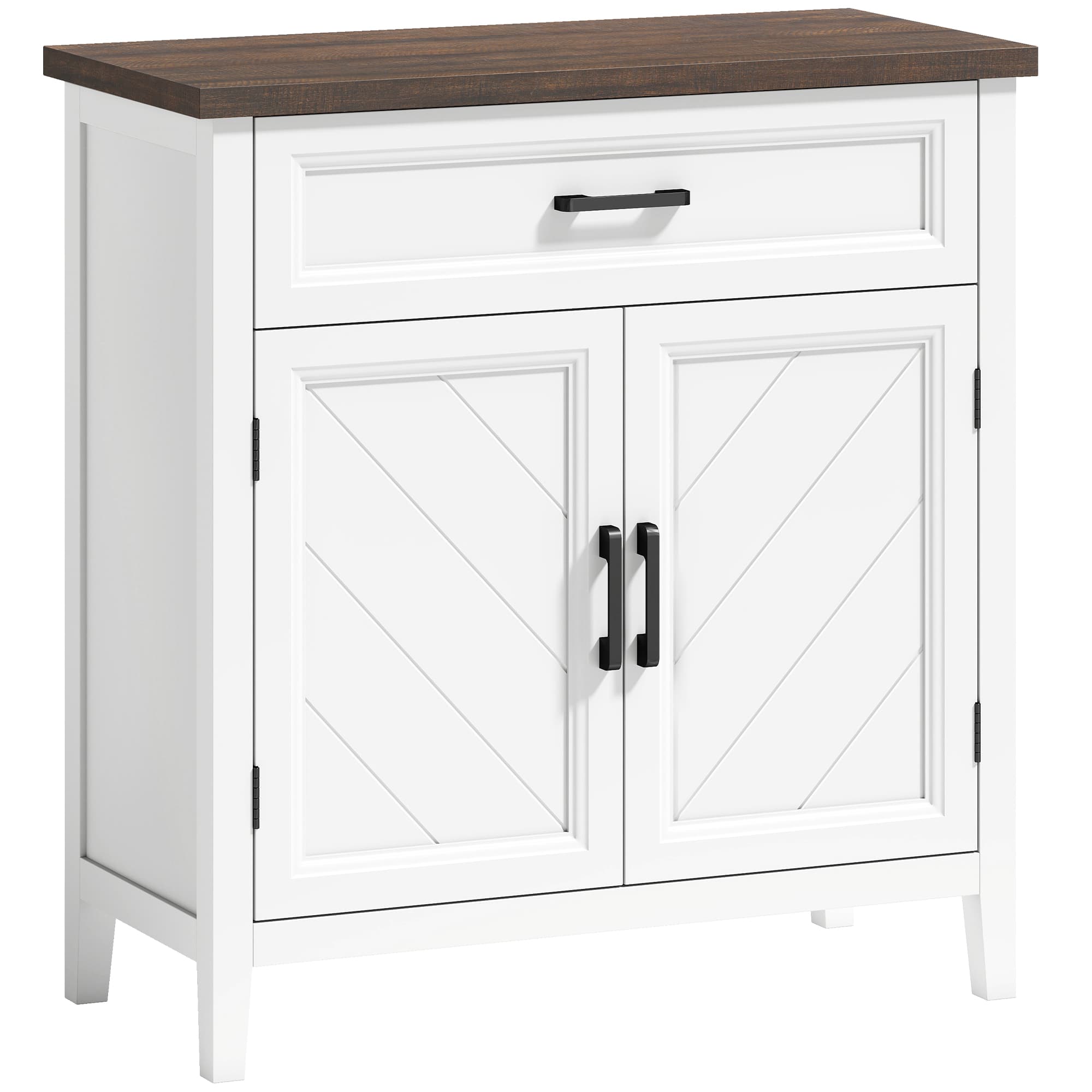 HOMCOM Buffet salon, meuble de rangement avec 2 portes, tiroir et étagère réglable, 76 x 35 x 80 cm, blanc