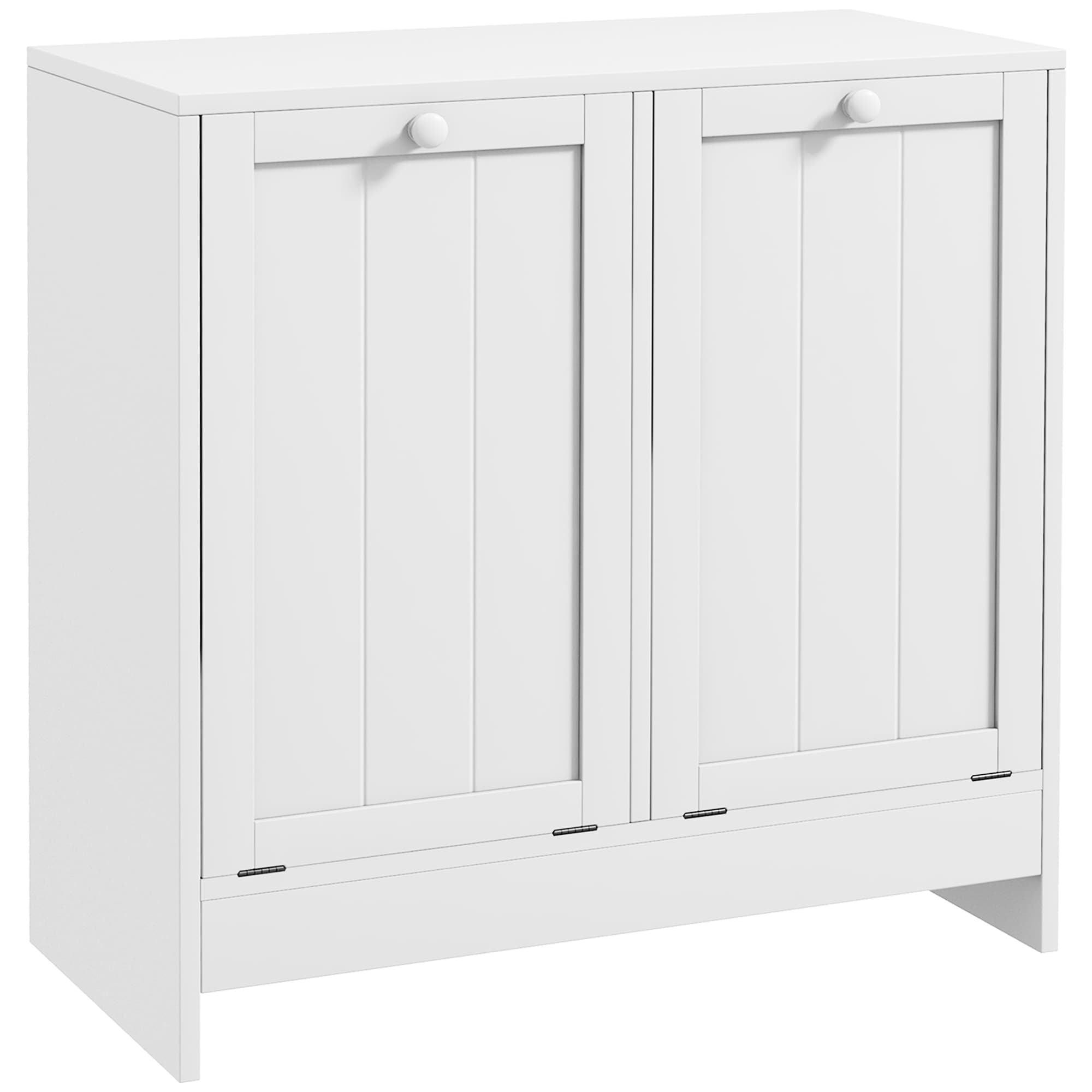 kleankin Meuble salle de bain avec panier à linge, armoire salle de bain en bois avec 2 portes et 2 paniers, 66x33x68cm, blanc