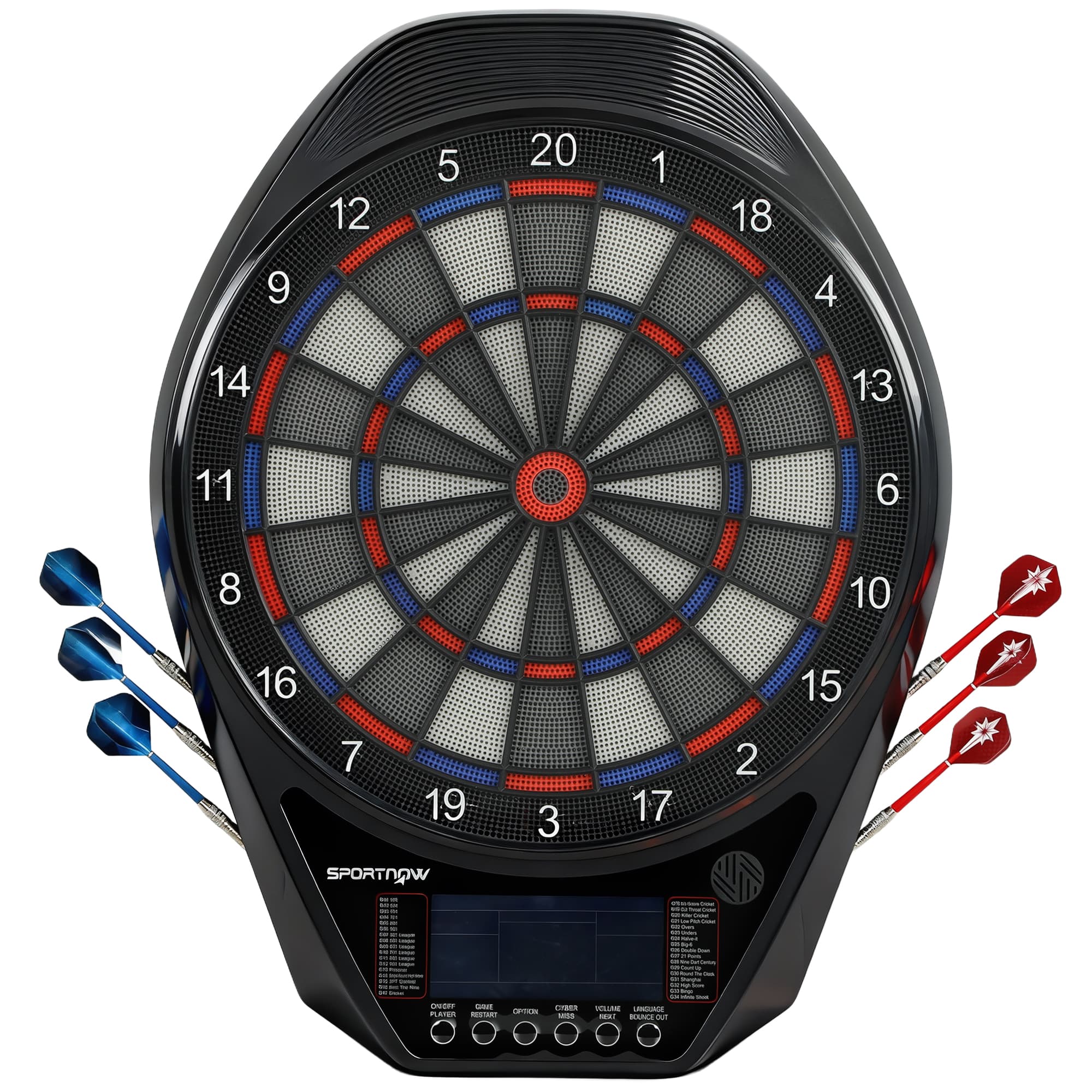 SPORTNOW Cible de Fléchettes Électronique Jeu de Fléchettes Électronique lumineuse écran LED surdimensionné rechargeable noir
