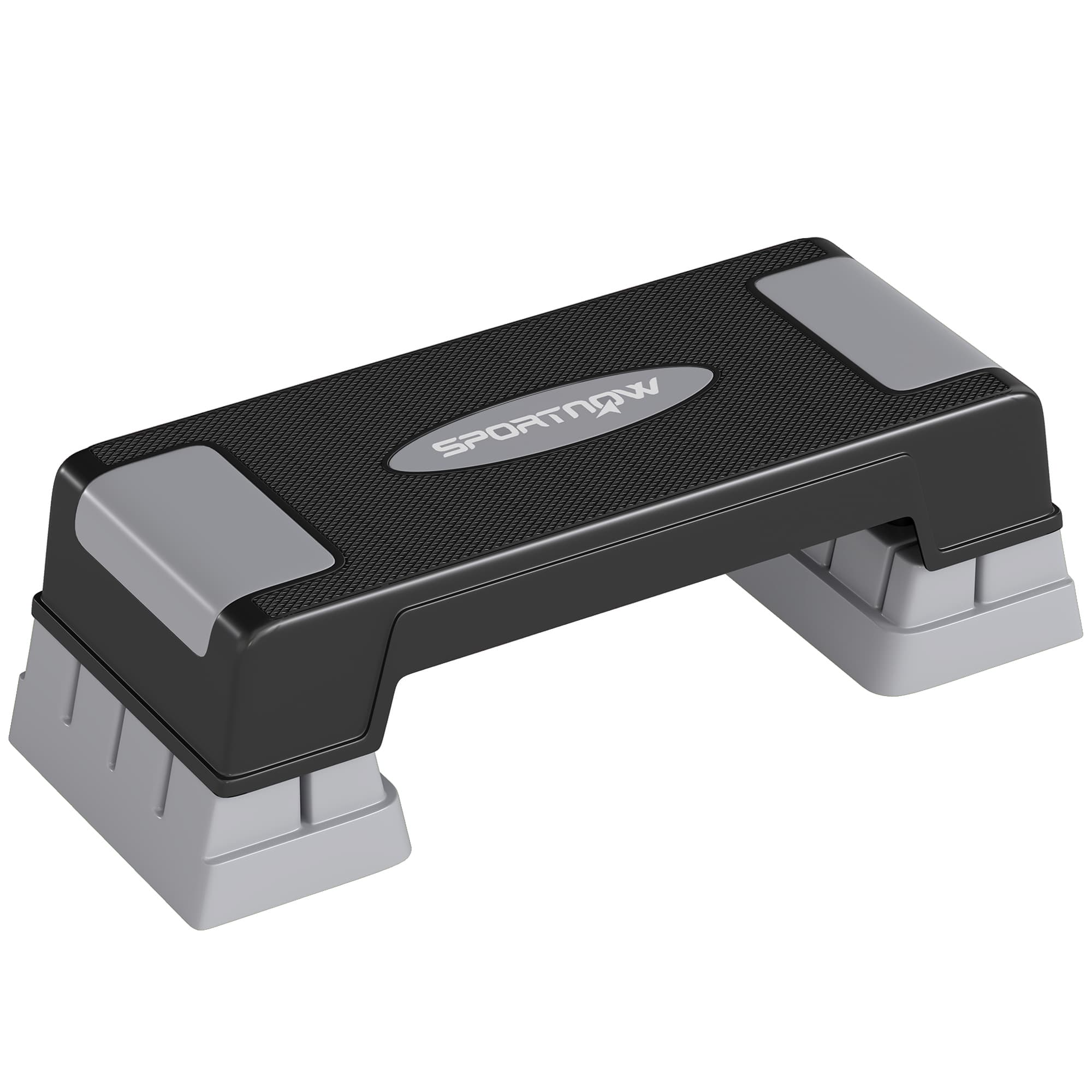 SPORTNOW Stepper Fitness Aérobic 3 Niveaux, Hauteur Réglable 12/17,5/22,5 cm, Surface Antidérapante, Charge 250 kg, Gris