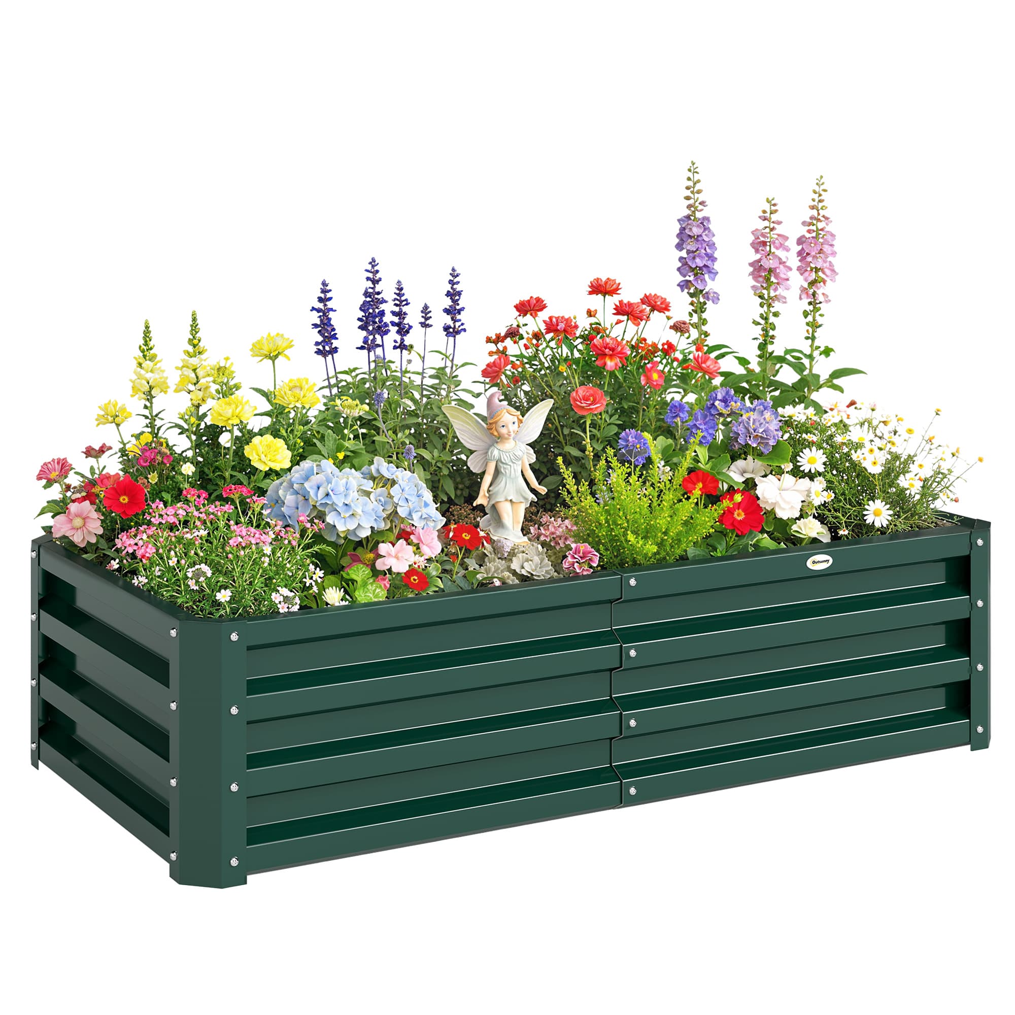 Outsunny Carré potager de jardin rectangulaire tôle d'acier ondulée 120 x 60 x 30 cm vert foncé Aosom France