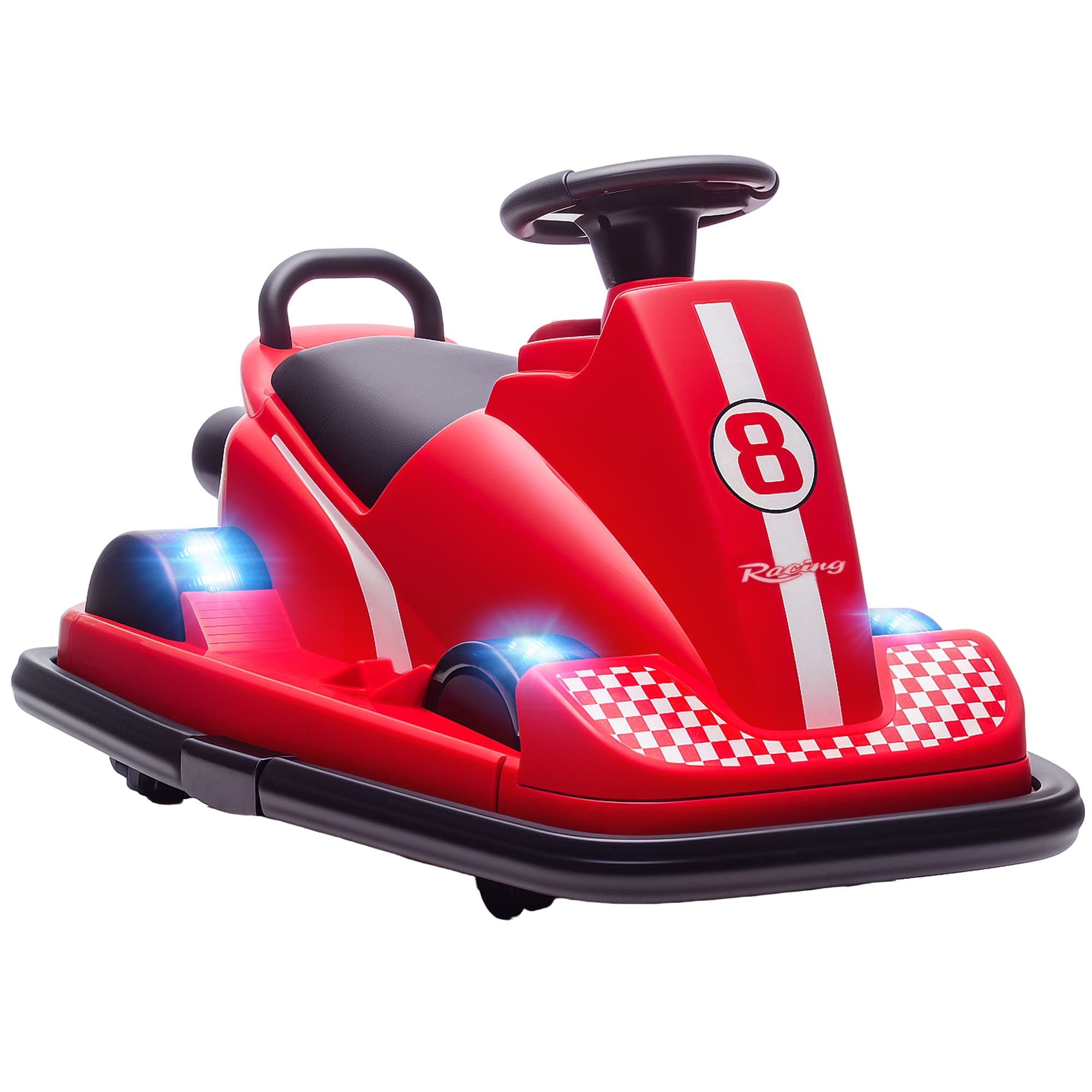 AIYAPLAY Auto-Tamponneuse Enfant 6V, Rotation à 360°, Musique, Klaxon, Démarrage Doux, 2,5 km/h, pour Âges 3-8, 74x53x48cm, Rouge