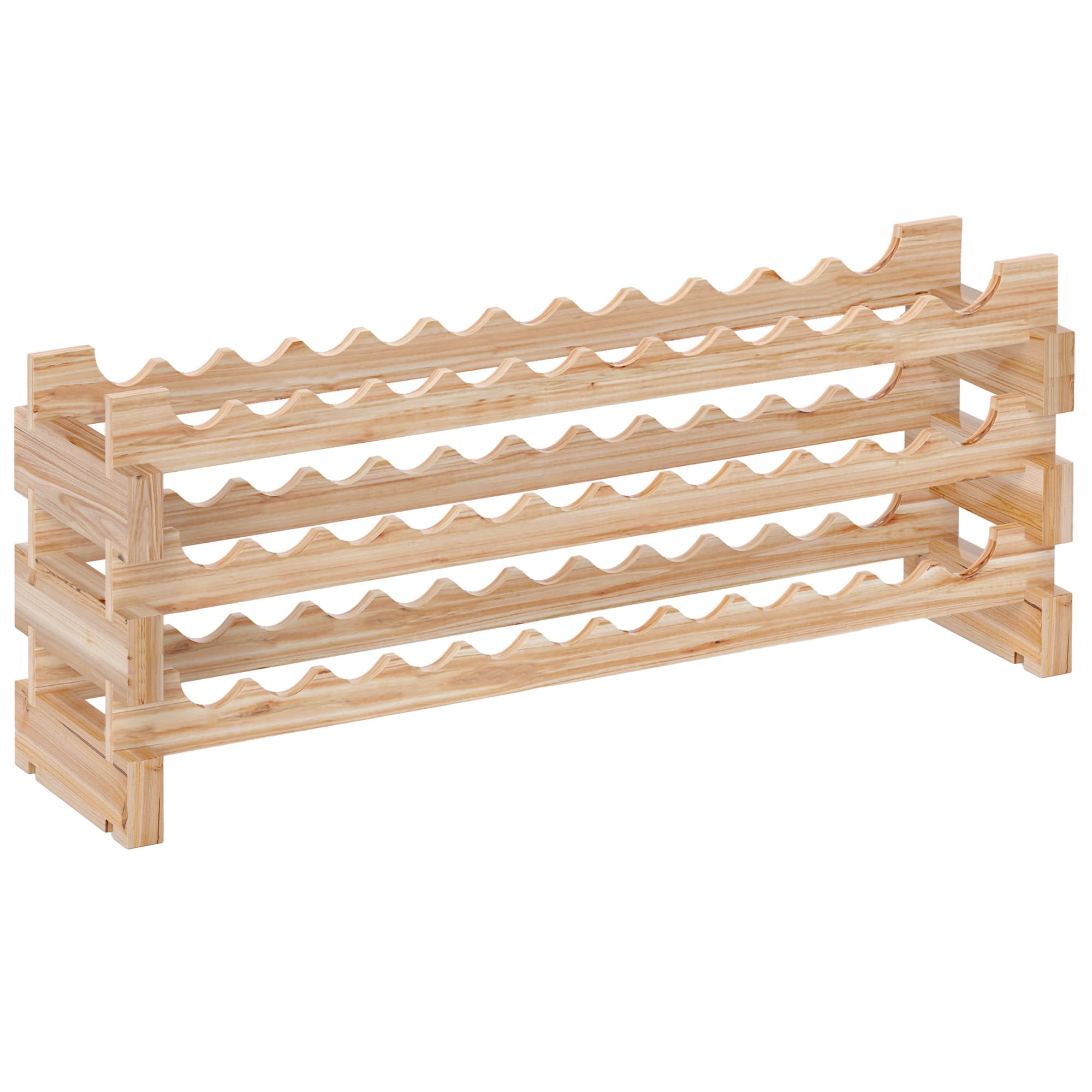 HOMCOM Casier à bouteilles pour 36 bouteilles, étagère à vin avec 3 niveaux modulable, 114×28×42,5cm, bois naturel