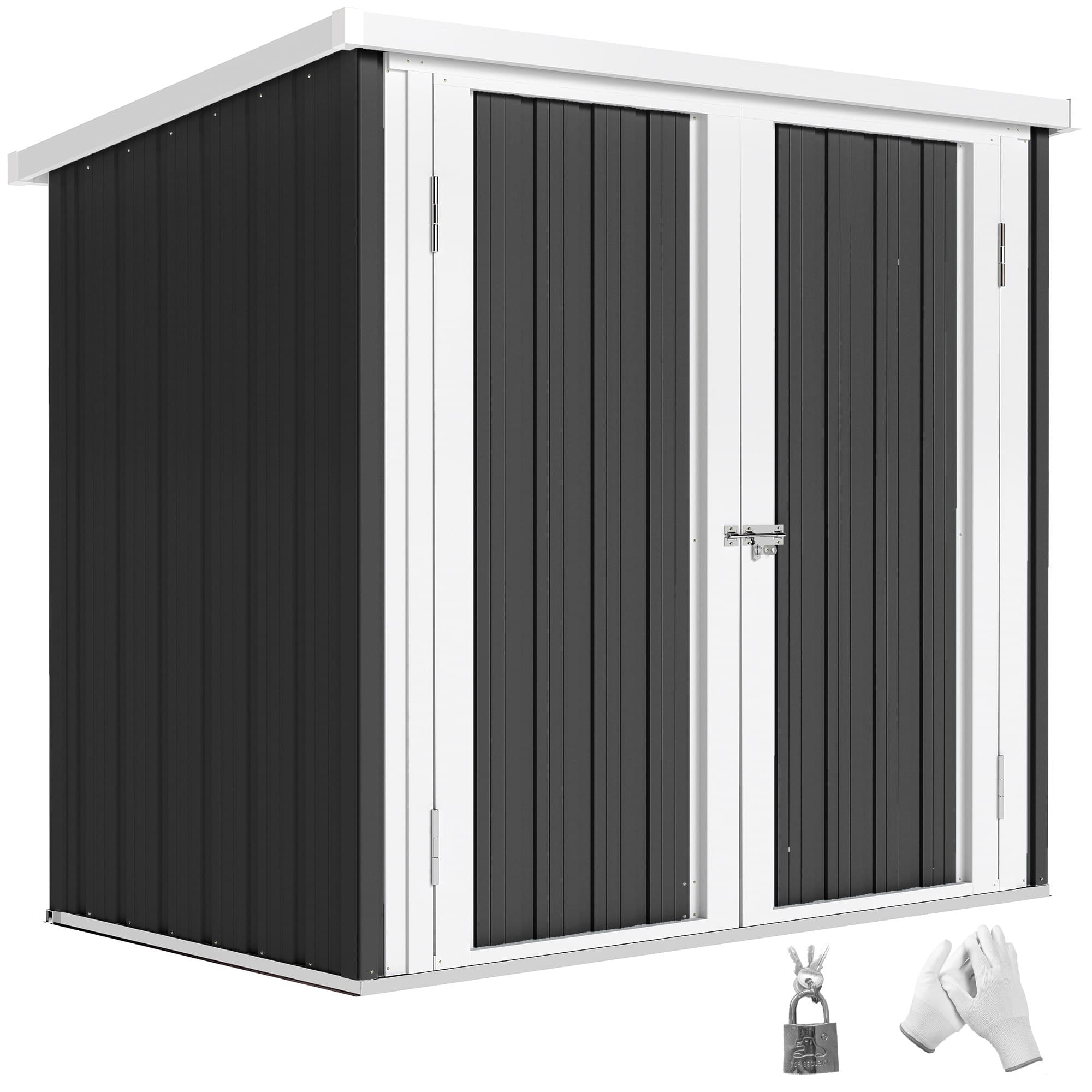 Outsunny Abri de Jardin en Acier Noir - Cabane de Jardin pour ranger Outils, Vélos, Outils de jardin, Double porte, 147x86x134 cm Aosom France