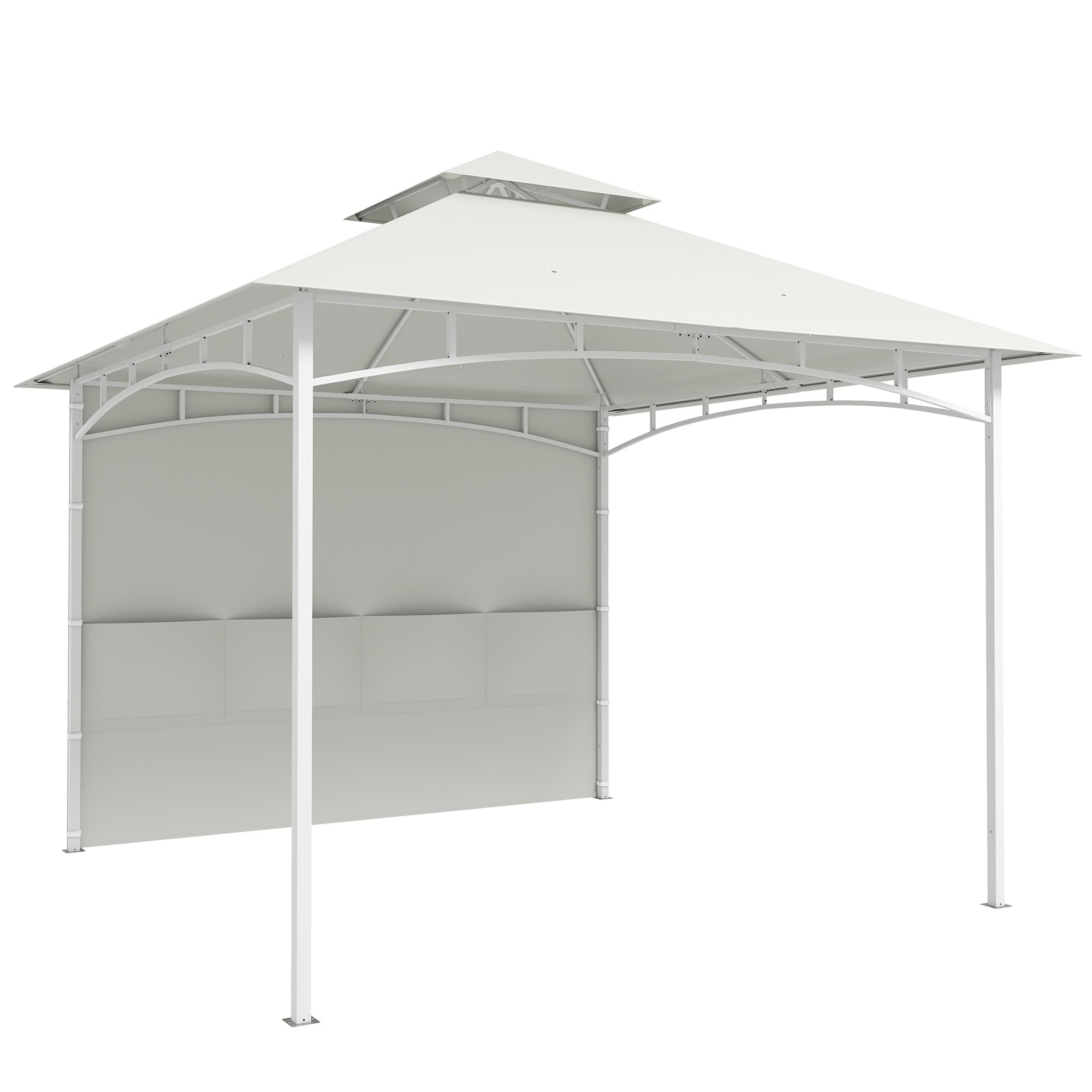 Outsunny Pavillon 3 x 3 m, Toit Double, Abri Extérieur avec Rangement, Crochet et Structure en Métal, Blanc Crème
