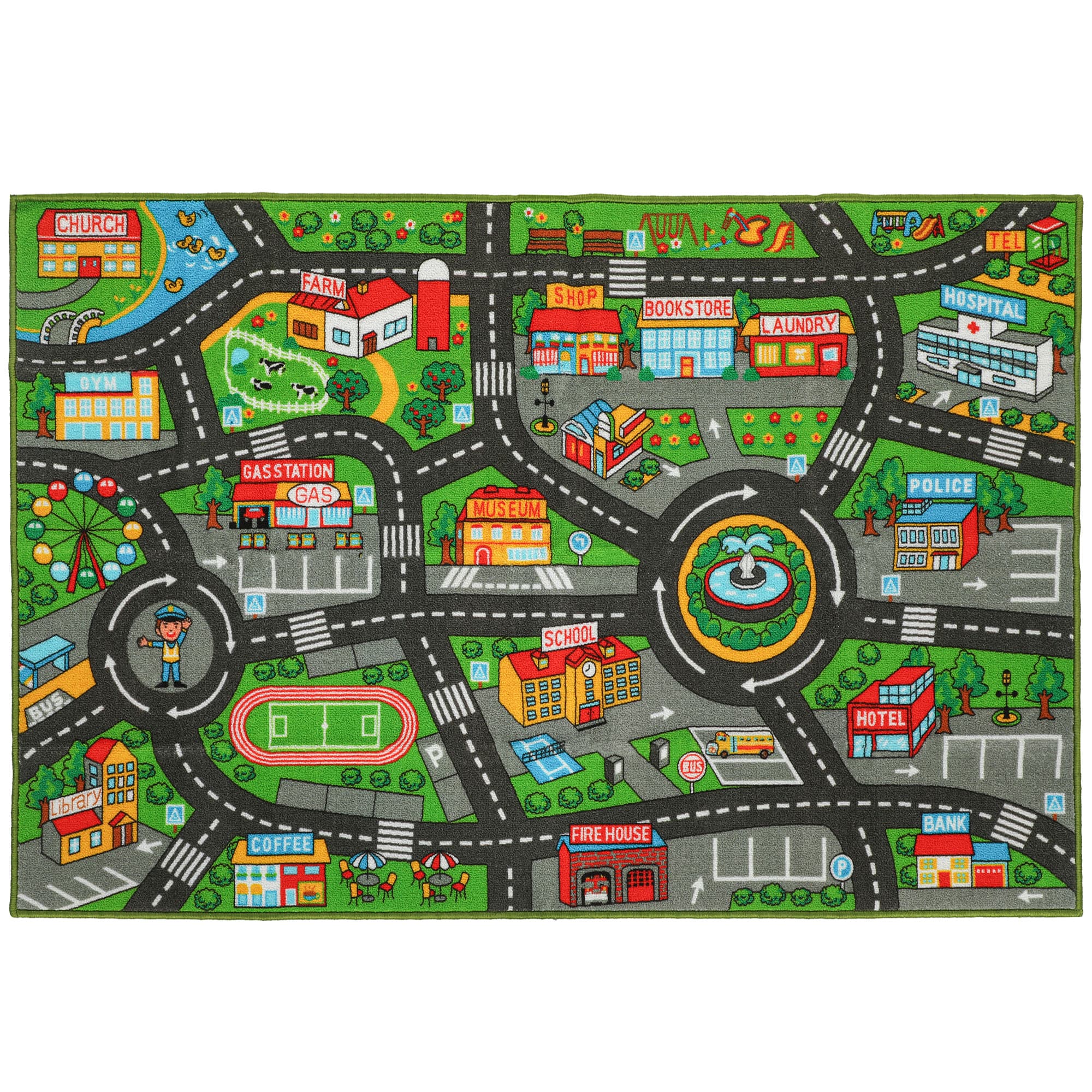 AIYAPLAY Tapis de jeu pour bébé, tapis de sol antidérapant, motif de route de la ville, 200 x 150 cm, multicolore