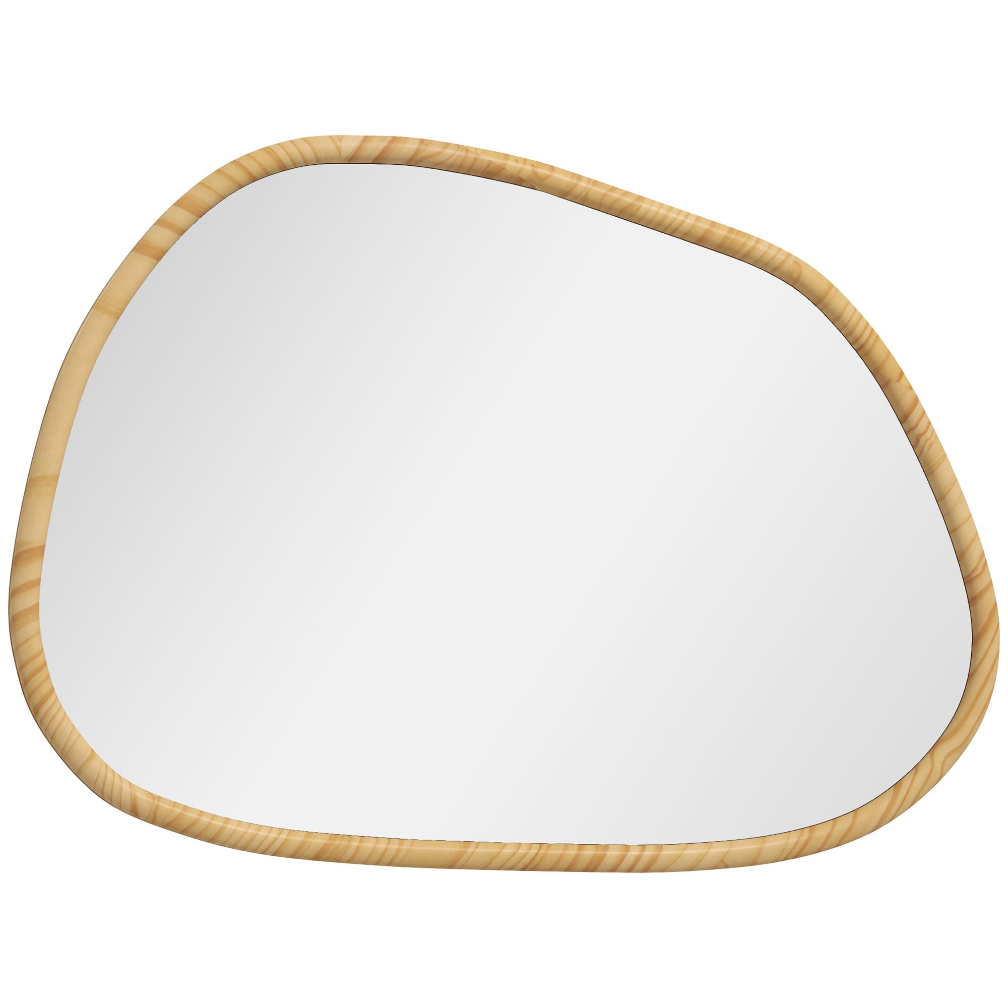 HOMCOM Miroir mural miroir décoratif forme organique avec cadre en bois horizontal ou vertical 80 x 60 cm naturel