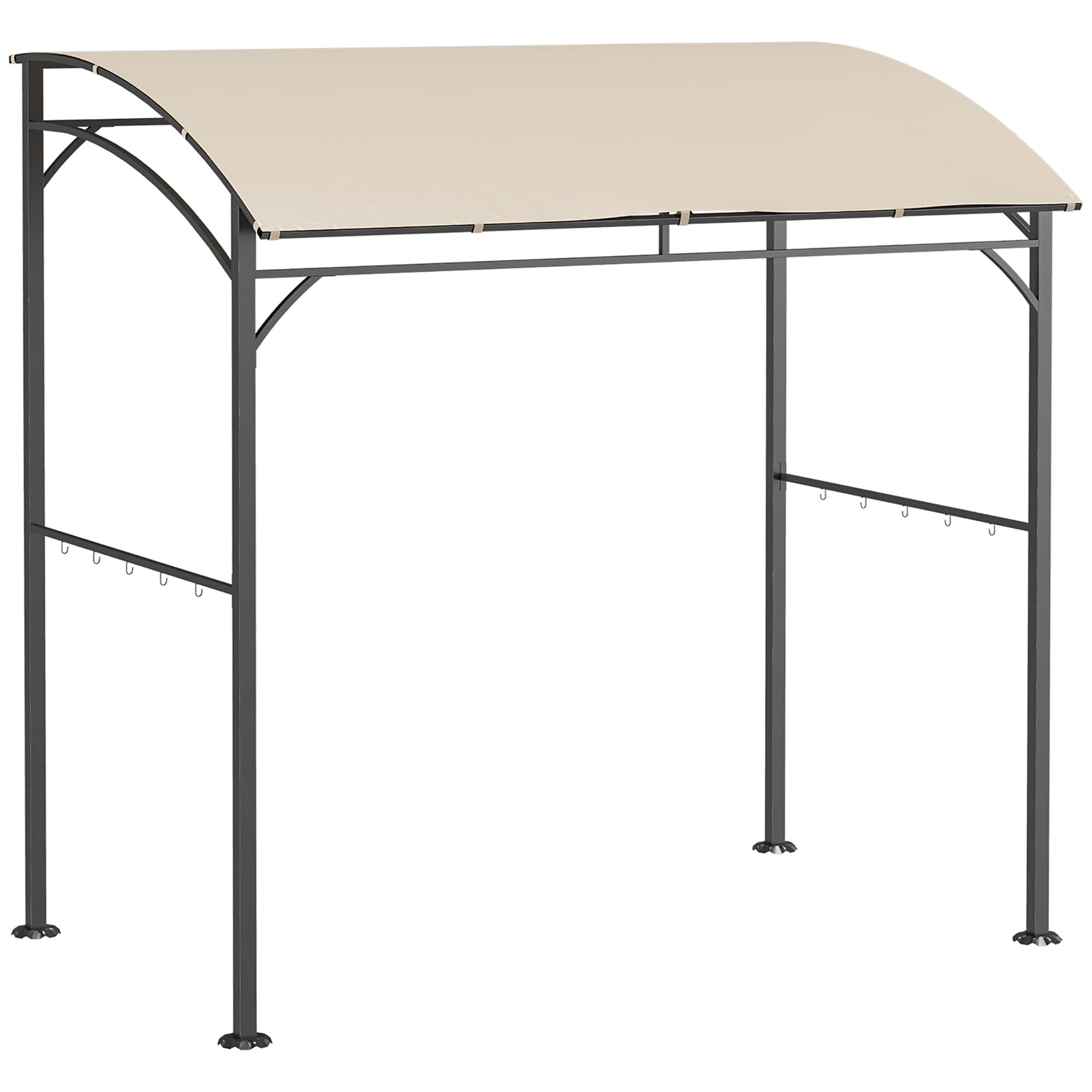 Outsunny Abri pour Barbecue, Tonnelle de Jardin 215 x 150 x 220 cm en Métal avec Crochets pour Terrasse, Jardin, Cour, Beige
