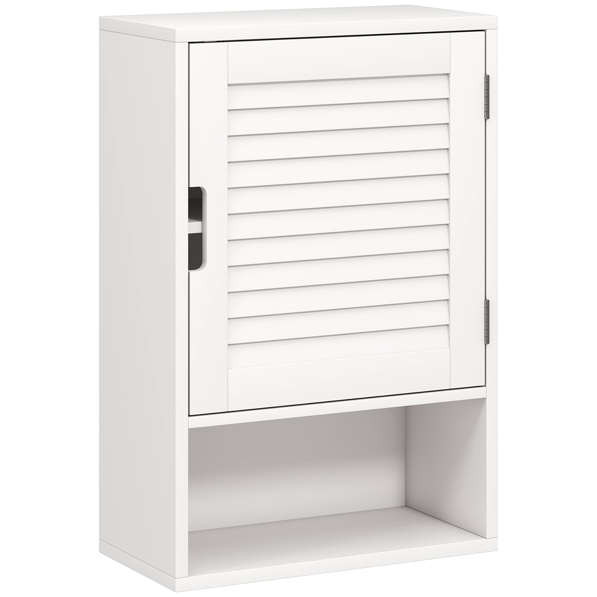 HOMCOM Armoire murale de salle de bain avec porte à fermeture douce, étagère réglable et compartiment ouvert, 40x20x60cm, blanc
