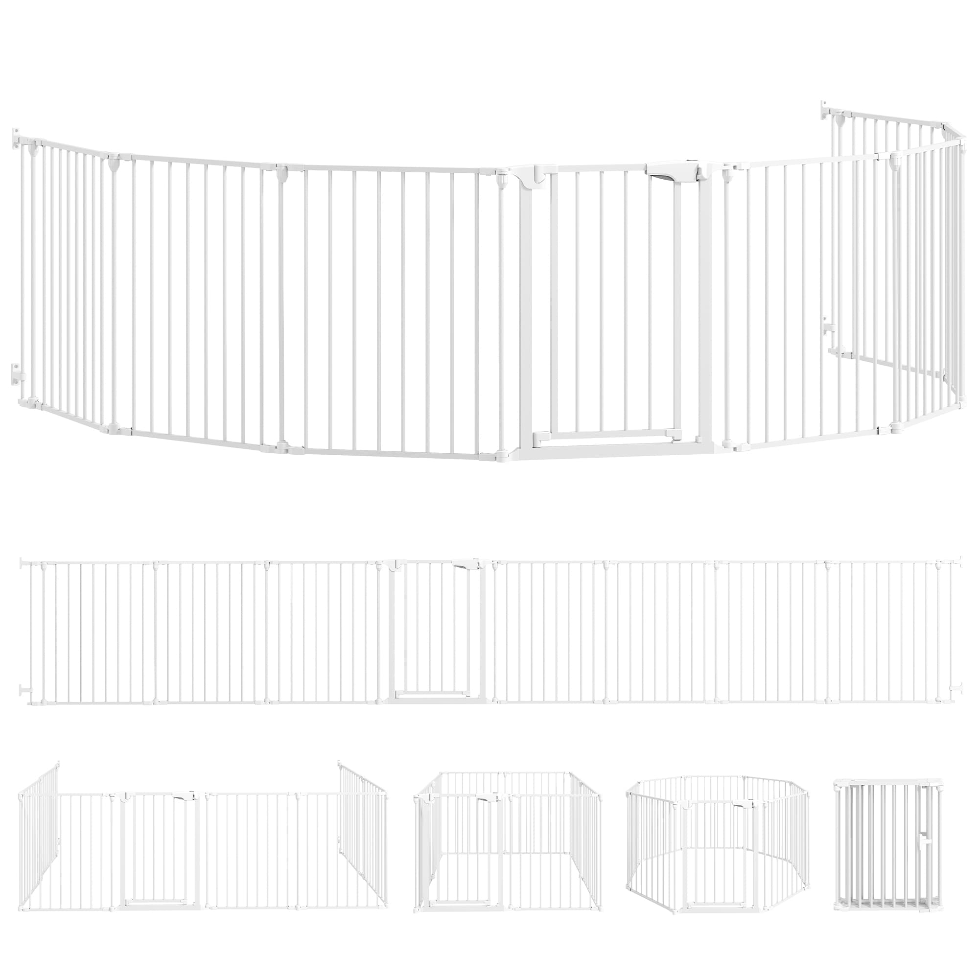 PawHut Barrière de sécurité modulable en acier blanc, vert incl. avec garde-corps Aosom France