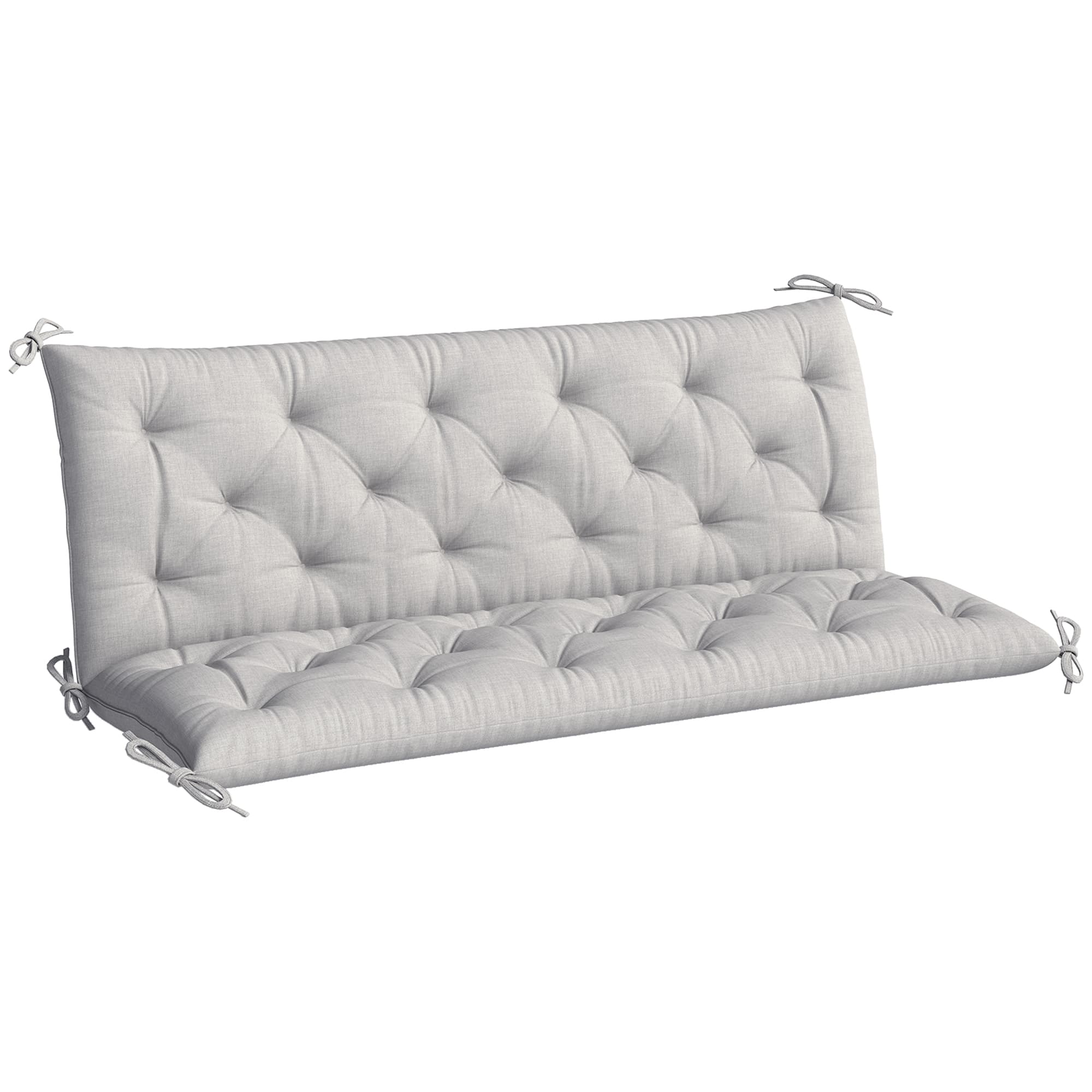Outsunny Coussin matelas assise dossier pour banc de jardin balancelle canapé 3 places grand confort 150 x 98 x 8 cm gris clair