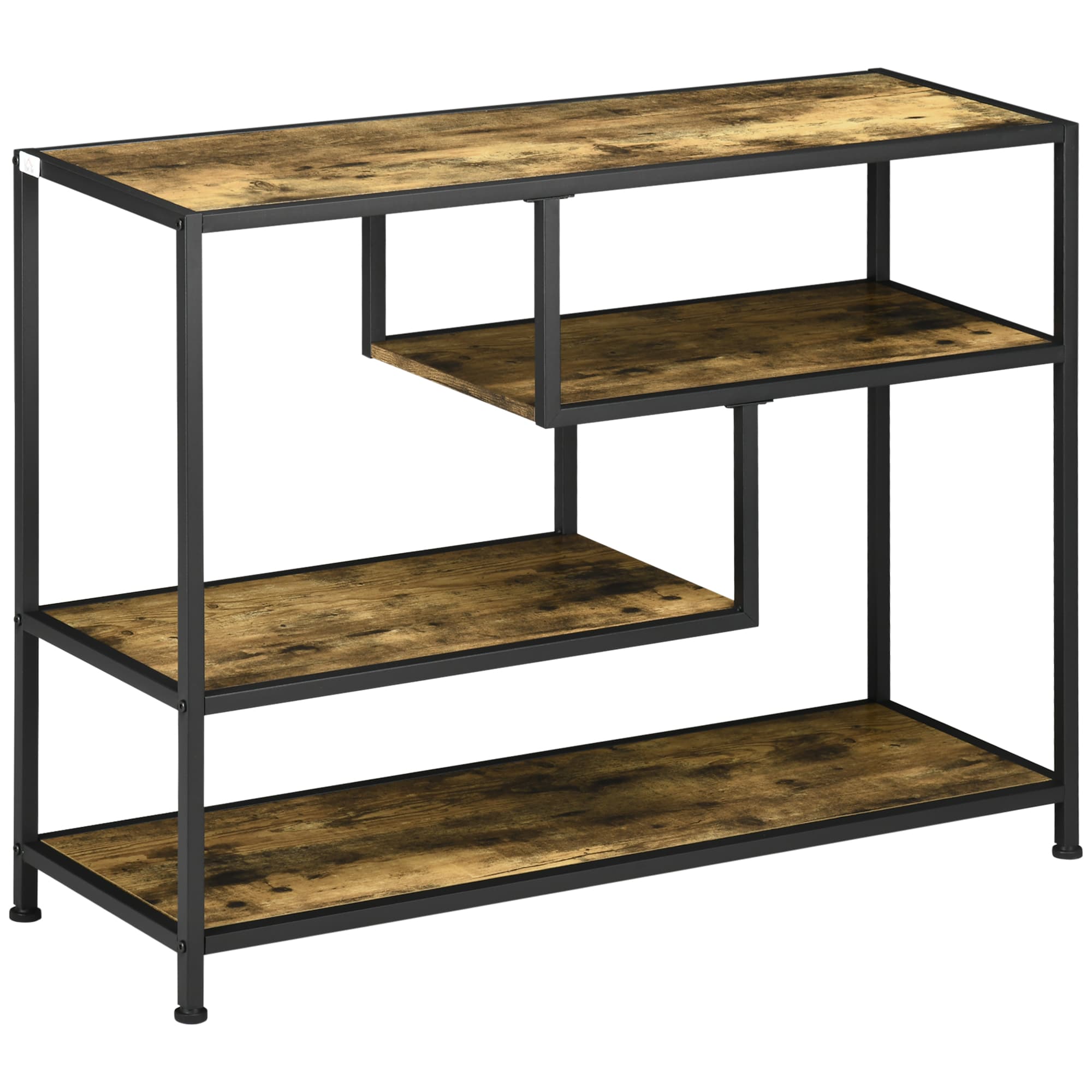 Outsunny Meuble Console Industriel 4 Étagères Spacieuses Bois et Métal Aosom France