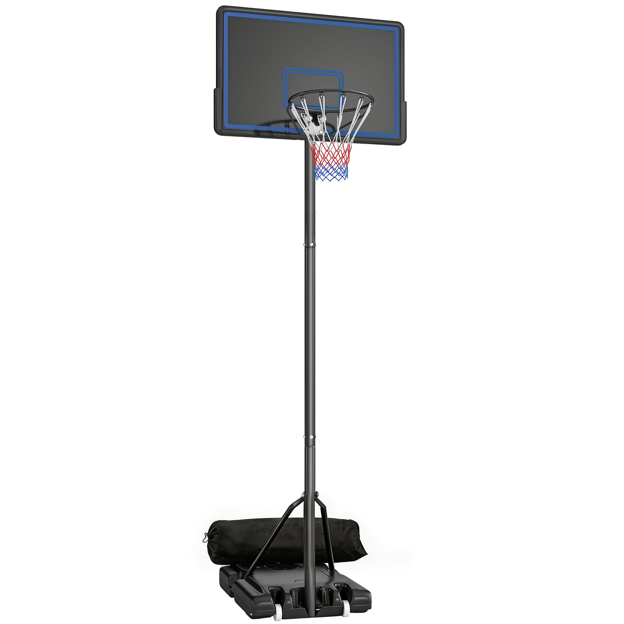 SPORTNOW Panier de Basketball sur Pieds avec Hauteur Réglable de 1,35 à 3,05 m avec Roues, Base de Lestage et Sac de Sable, Bleu