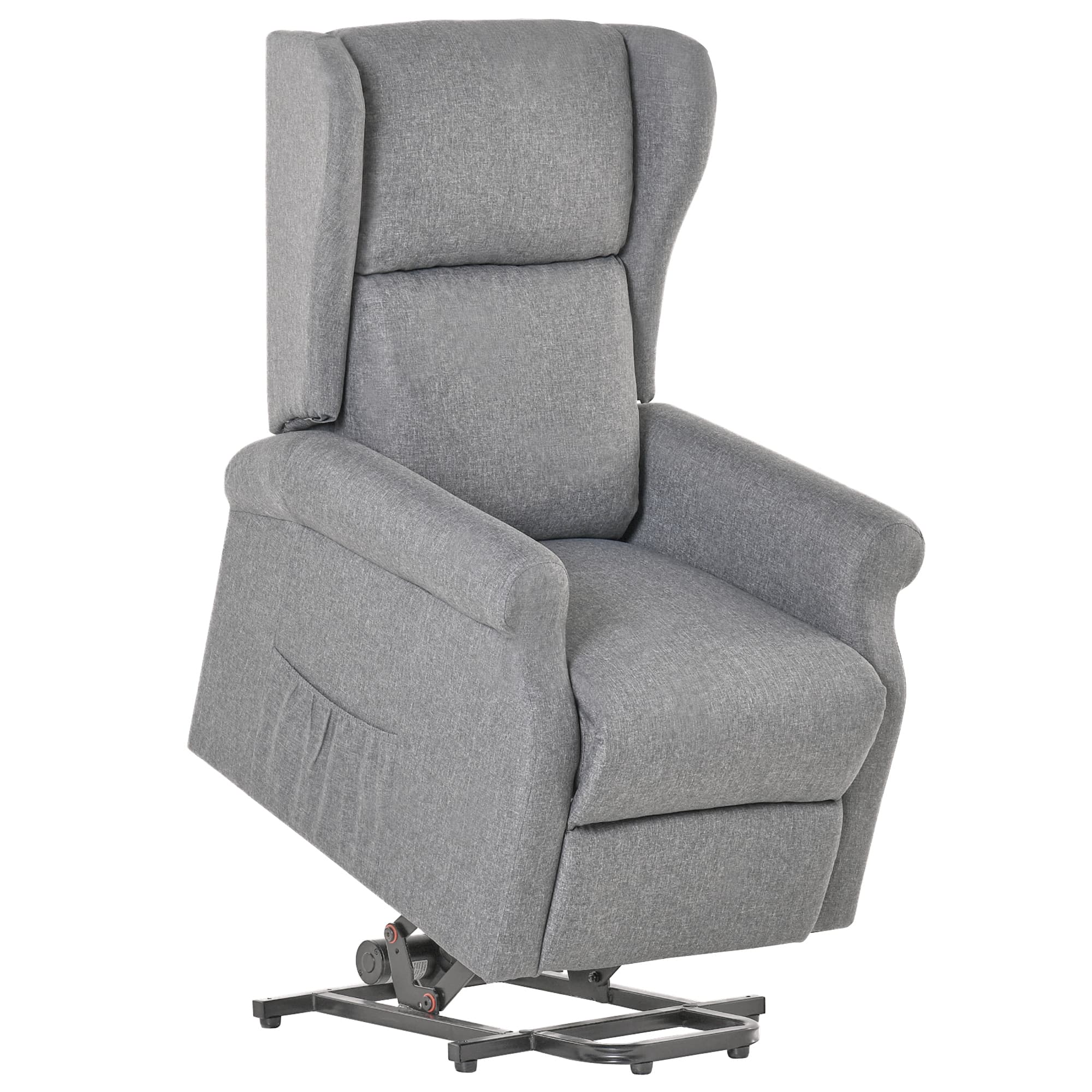 HOMCOM Fauteuil relax électrique fauteuil releveur inclinable avec repose-pied ajustable lin gris chiné Dim. 72,5L x 94l x 109H cm Aosom France