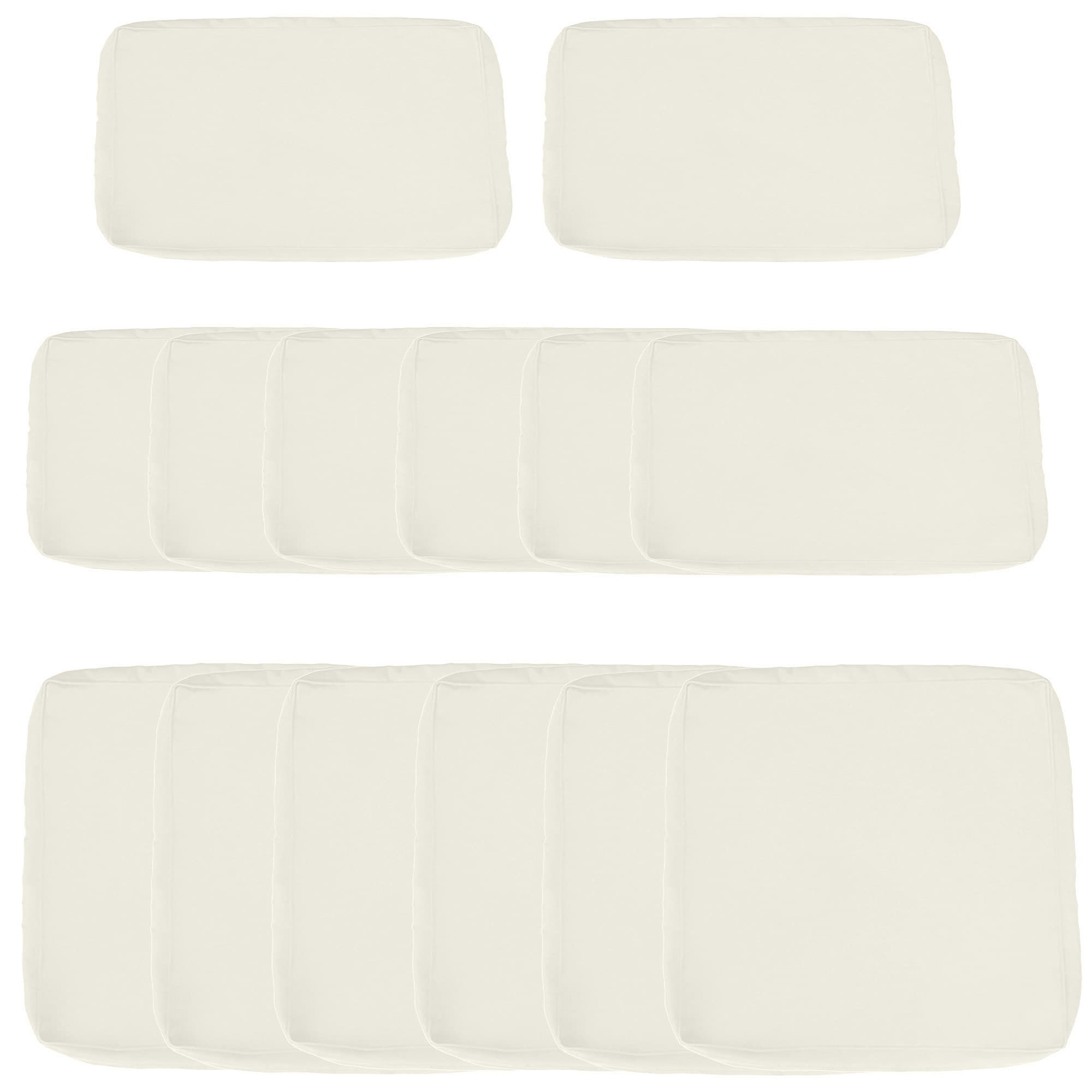 Outsunny Lot de 14 Housses de Rechange Coussins Salon de Jardin 6 Housses Coussin d'assise 8 Housses Coussin Dossier Polyester déperlant Beige