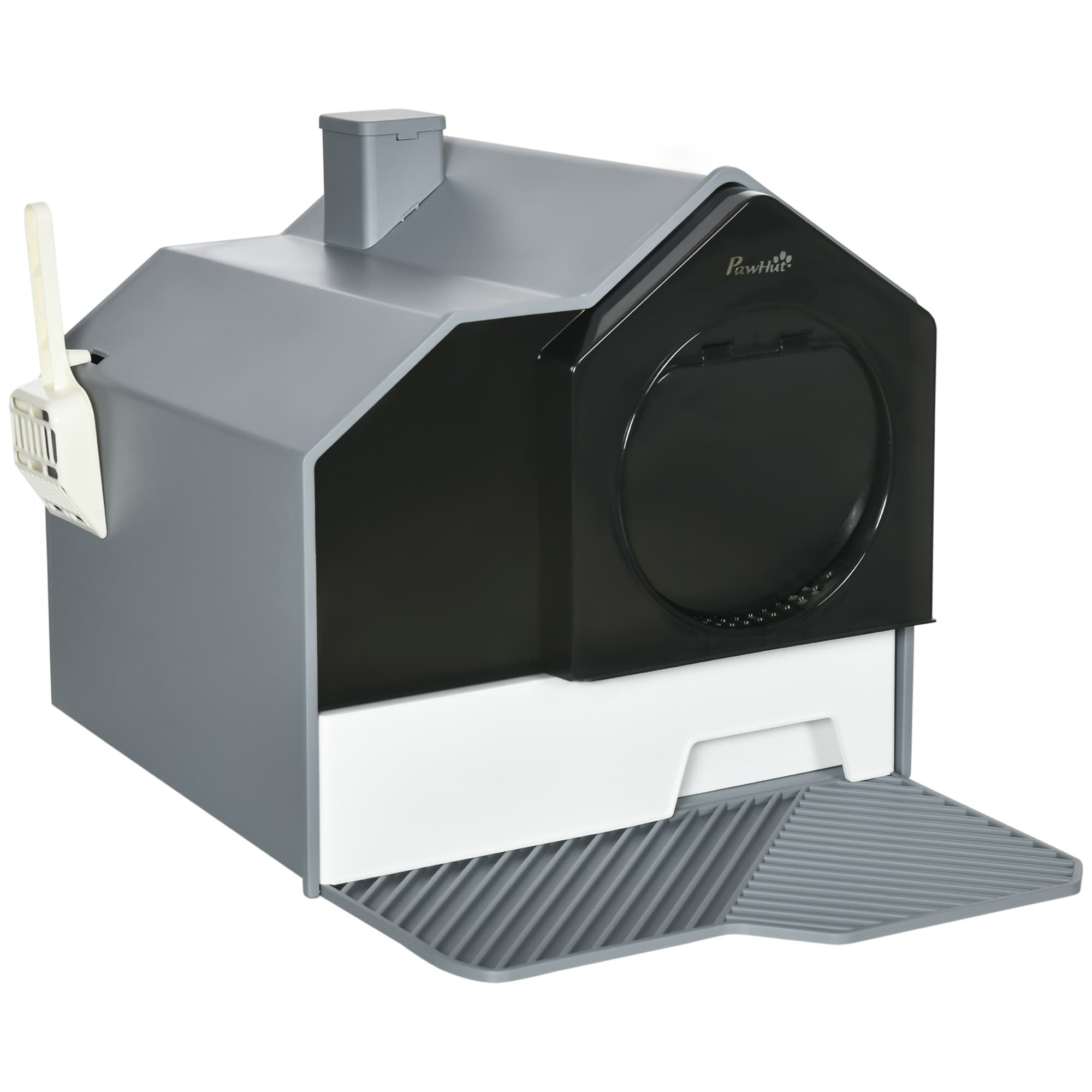 PawHut Maison de toilette pour chat meuble litière chat bac à litière tapis, poignée, pelle, déodorants et tiroir à litière Aosom France