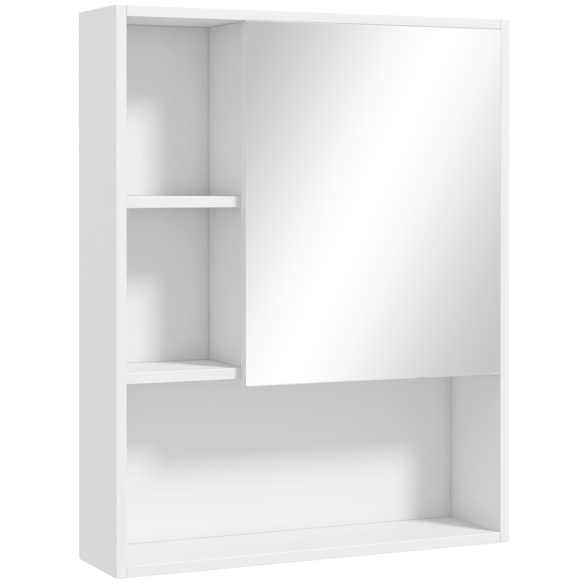 kleankin Armoire murale salle de bain avec miroir, meuble salle de bain, 5 compartiments et étagère réglable, 60x15x76cm, blanc