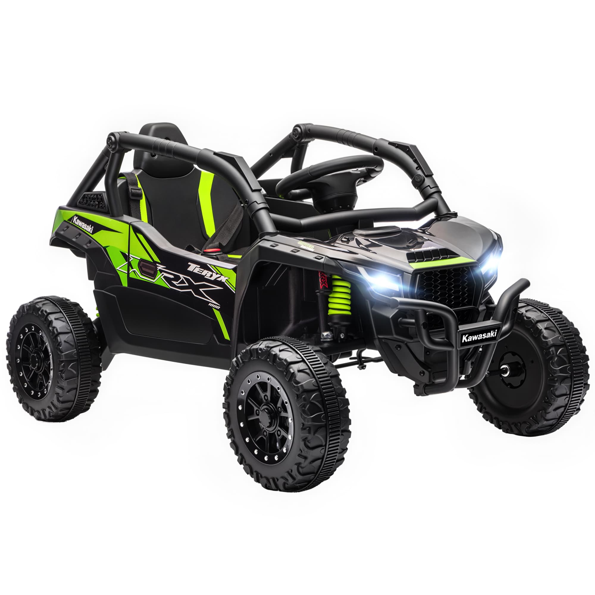 AIYAPLAY Voiture électrique enfant UTV KAWASAKI TERYX KRX 1000 12 V à 2 moteurs 25 W télécommande 2,4 Ghz 100 x 64 x 56 cm noir