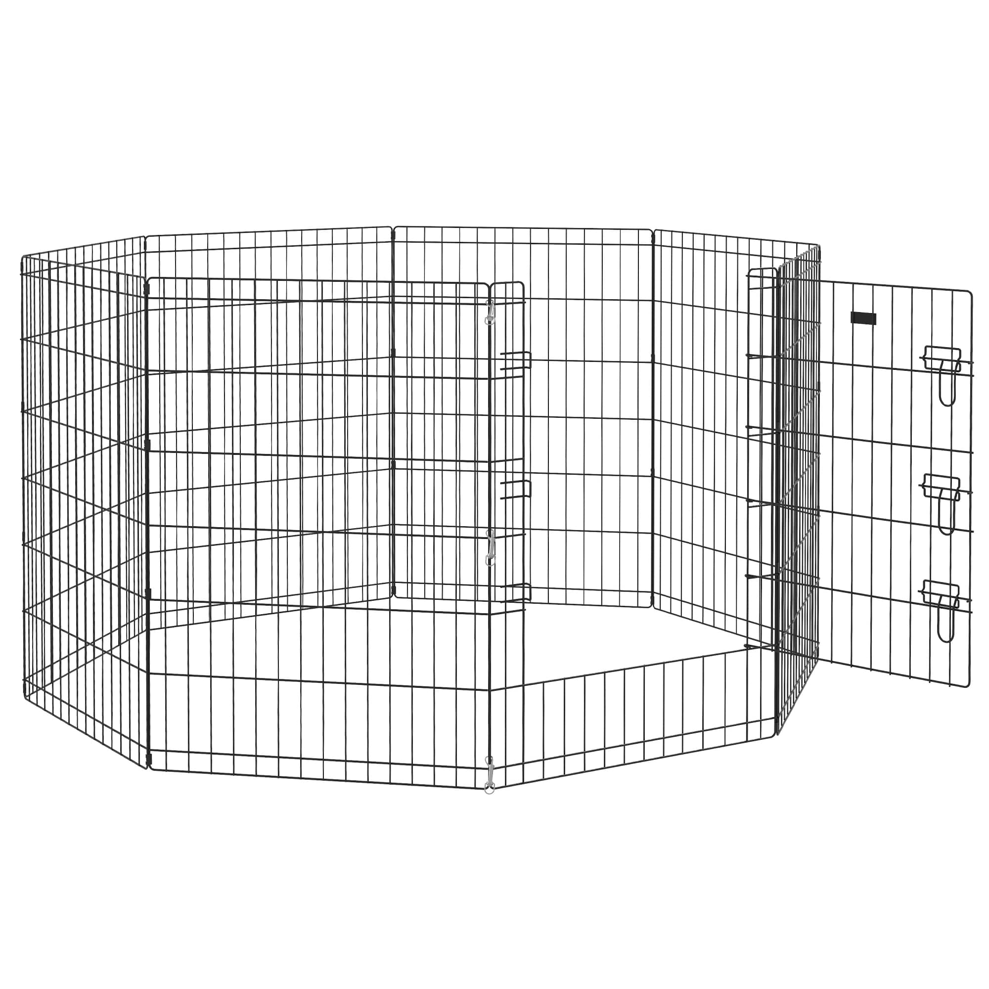 PawHut Parc enclos modulable pour chiens lapins rongeurs clôture pour petits animaux intérieur et extérieur 61 x 91 cm noir