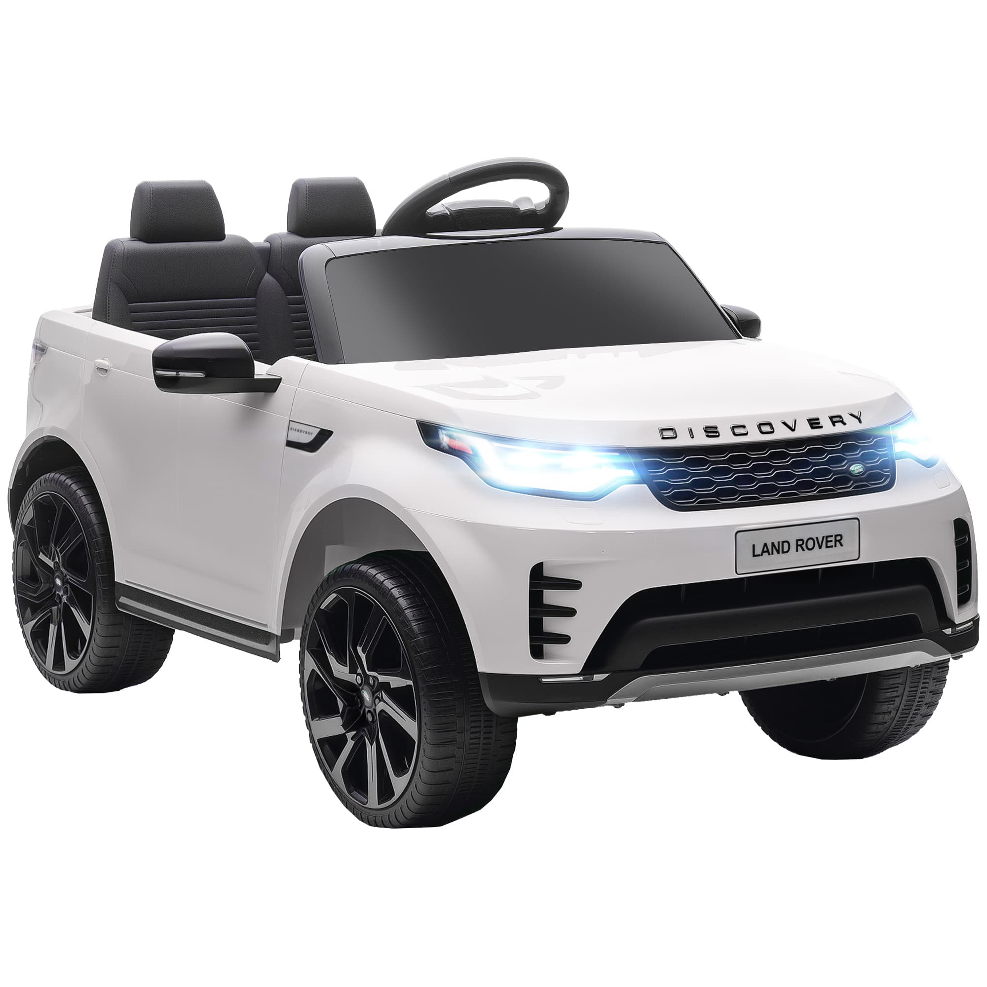 AIYAPLAY Voiture électrique enfant véhicule électrique Land Rover Discovery 12V télécommande 2,4 G 2 moteurs 105x68,5x58cm blanc
