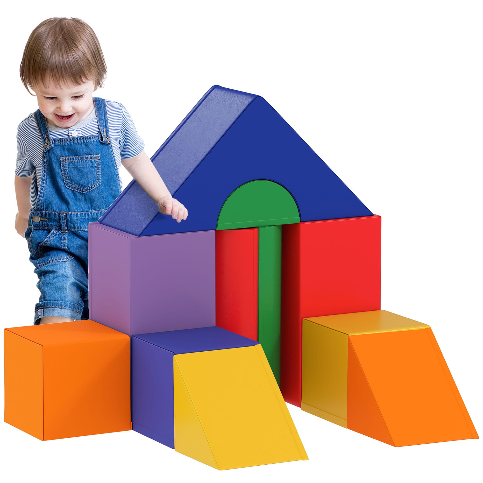 HOMCOM 11 Blocs de construction en mousse modules de motricité jouets éducatifs interactifs fait en PU et EPE certifié multicolore