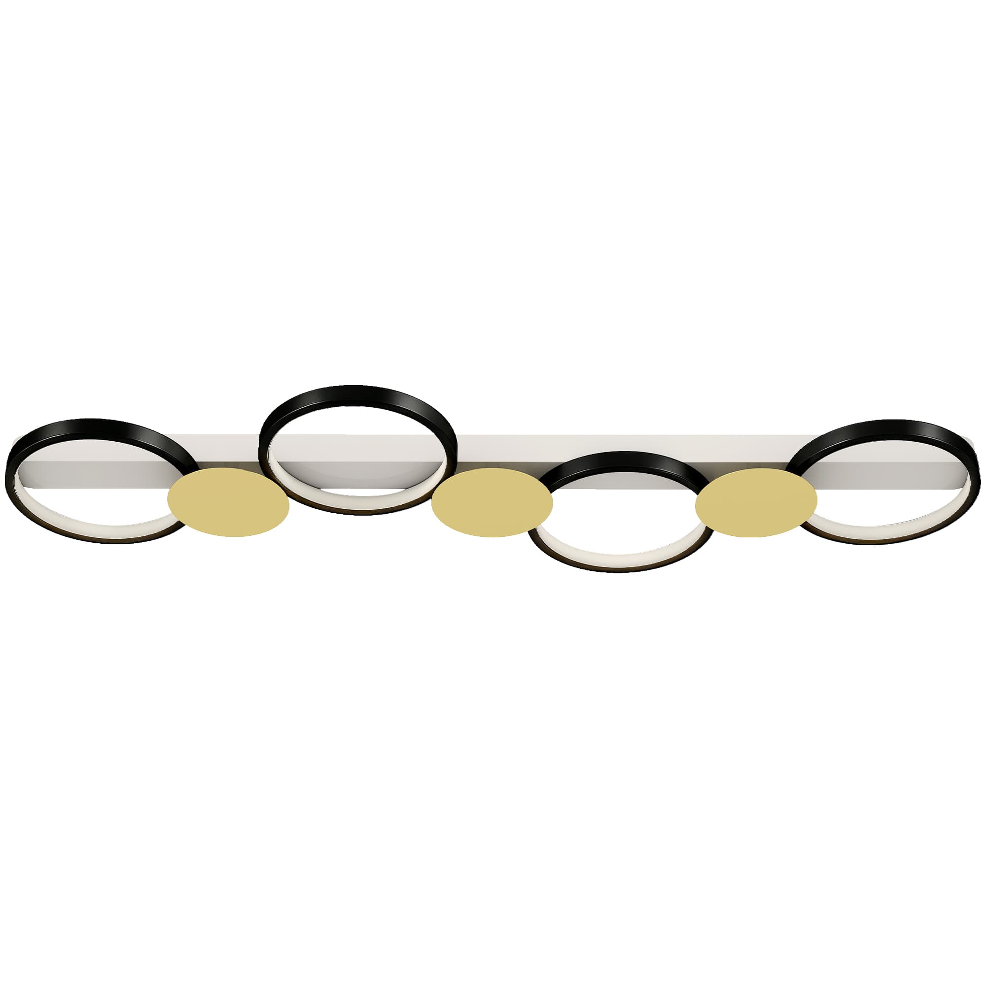HOMCOM Plafonnier LED 38W, luminaire plafonnier 4 lumières à montage affleurant, télécommande, 100 x 31 x 7 cm, doré et noir