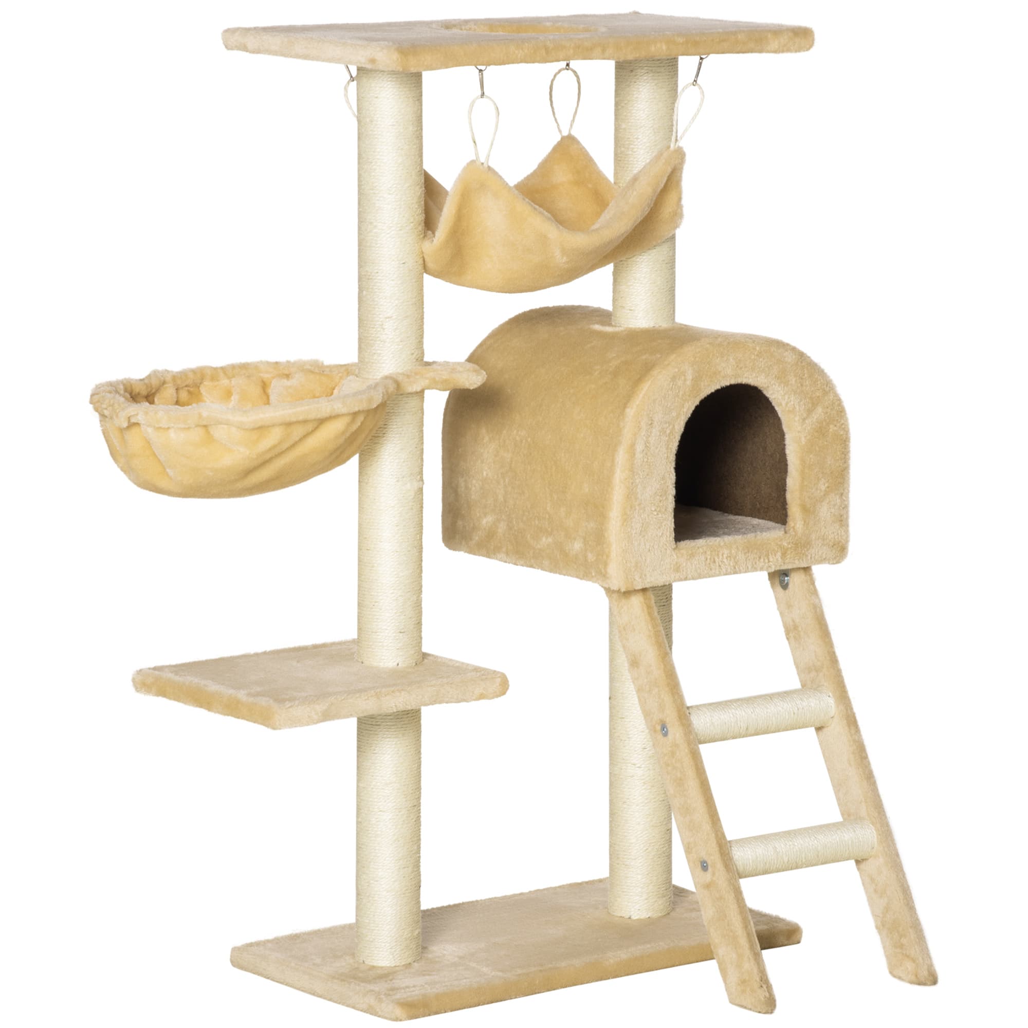 PawHut Arbre à chat griffoir arbre à grimper stable à plusieurs niveaux centre d'activités hauteur 98 cm beige Aosom France