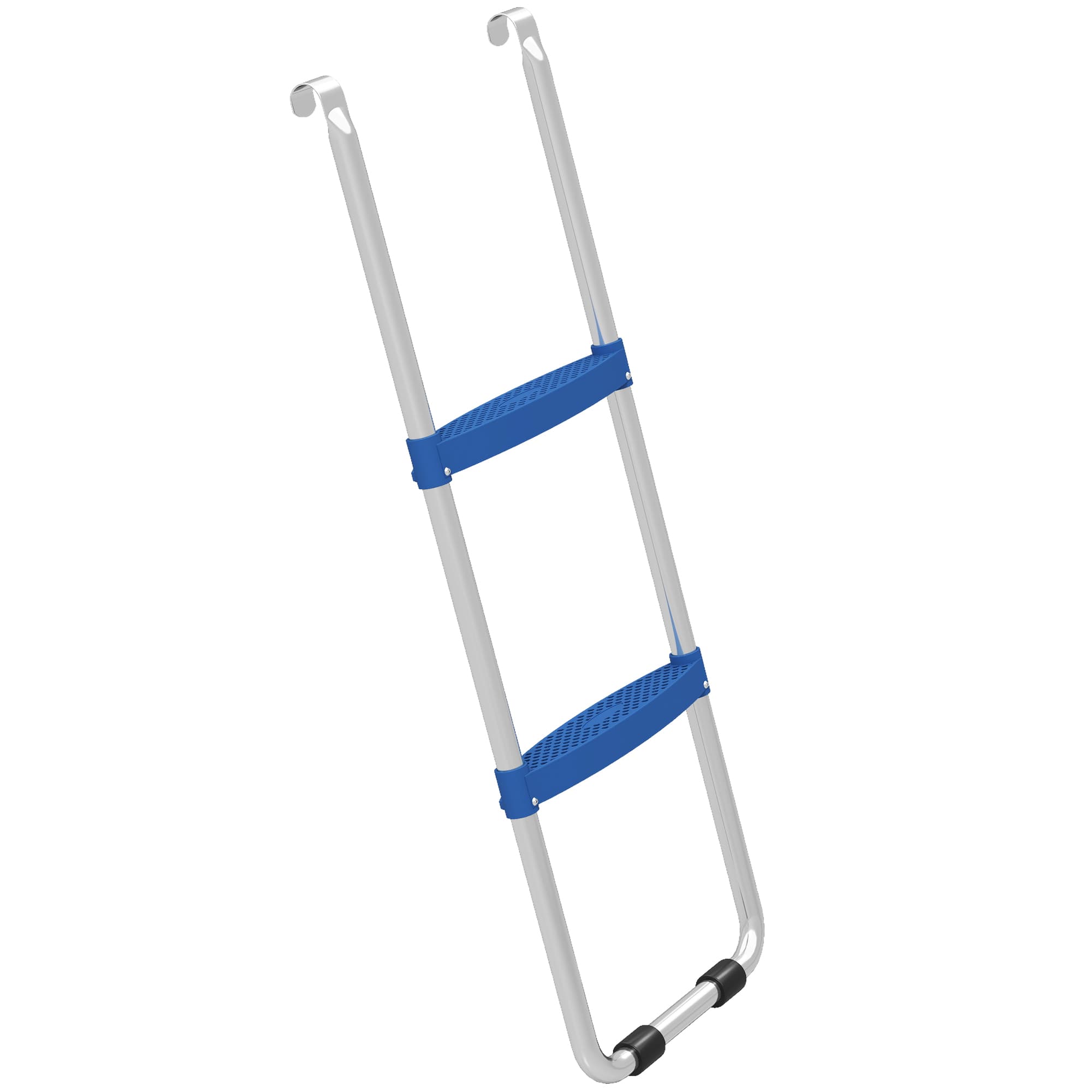 SPORTNOW Échelle de Trampoline 2 Marches Larges avec Crochet Universel, Cadre en Acier Galvanisé, Charge 150 kg, 97x32x7 cm, Bleu