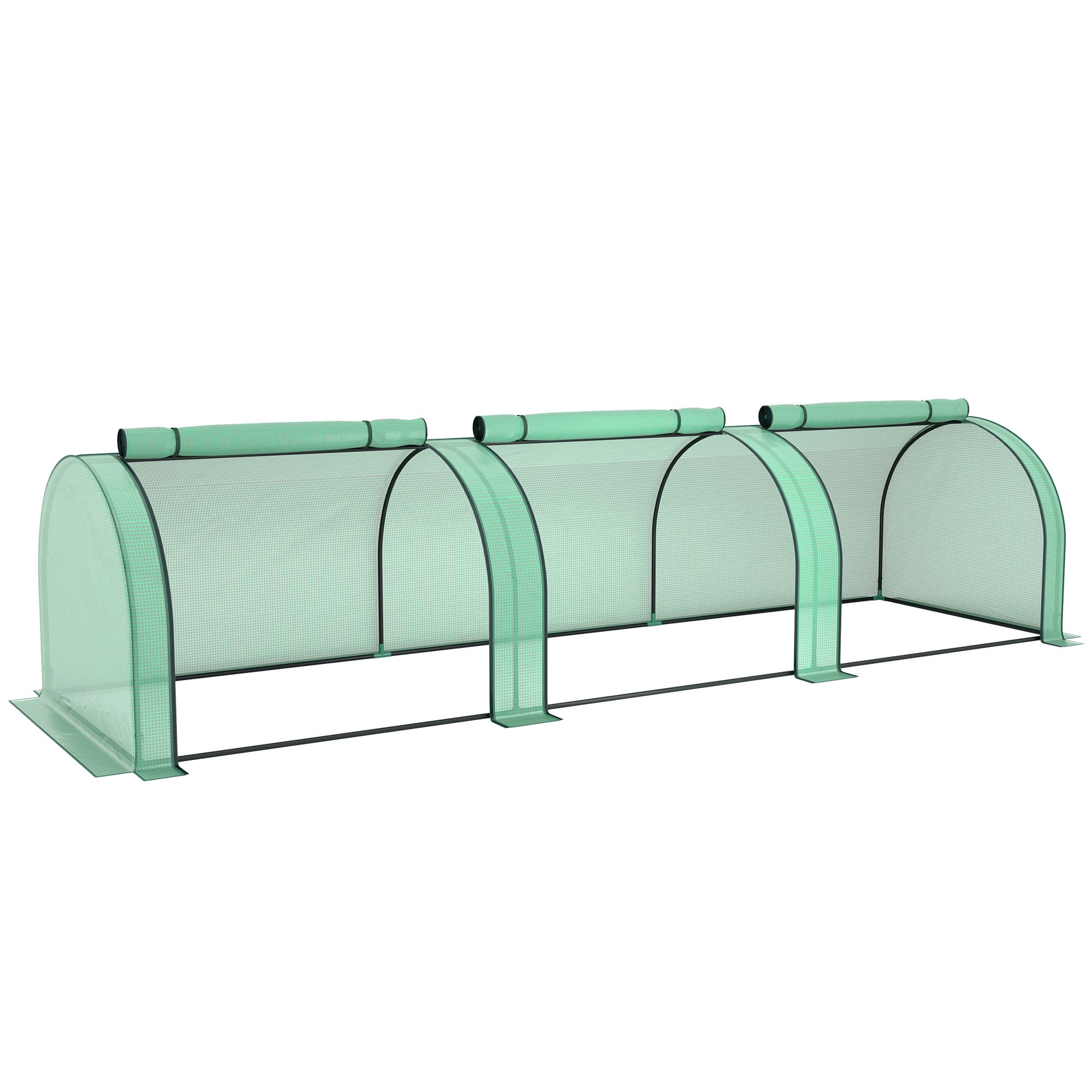 Outsunny Mini Serre de Jardin Serre à tomates 3,5L x 1l x 0,8H m Acier PE Haute densité 140 g/m2 Anti-UV 3 fenêtres vert