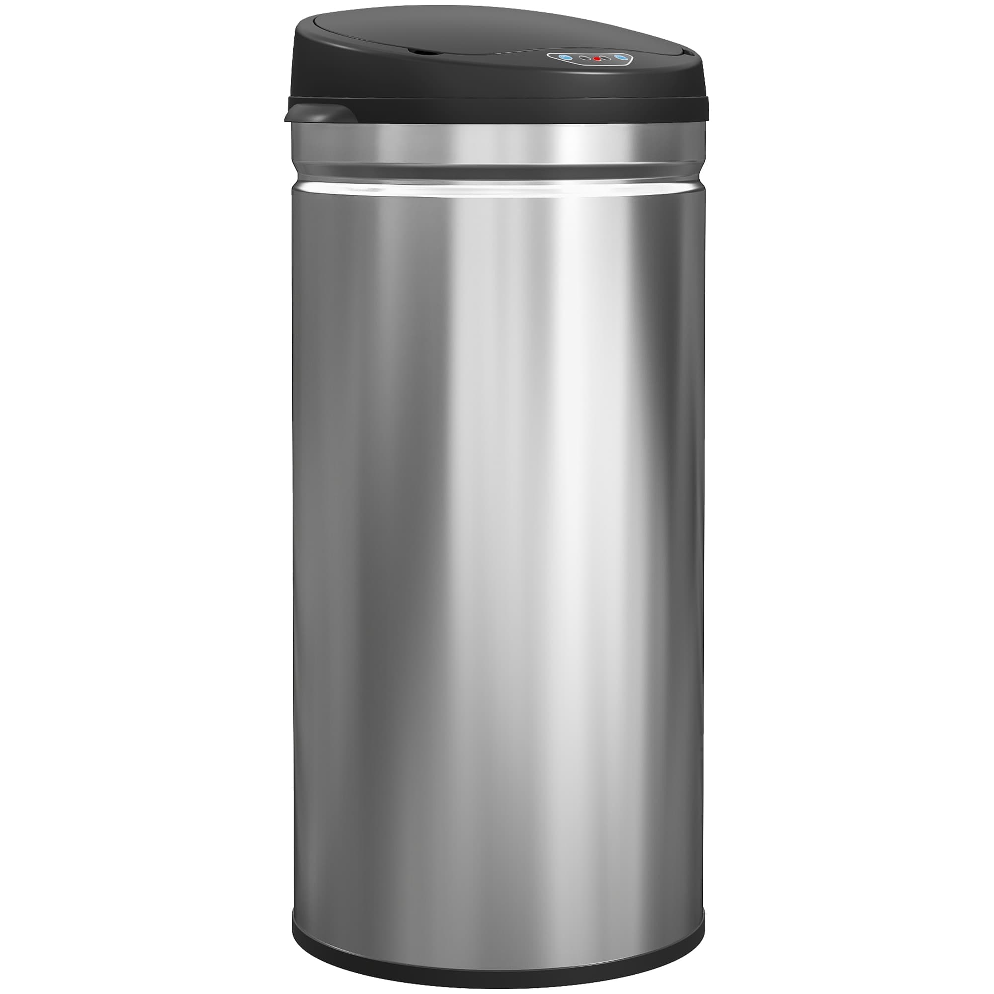 HOMCOM Poubelle cuisine automatique 42L acier inoxydable, poubelle à couvercle à fermeture en douceur, 30,5x30,5x68cm, argent