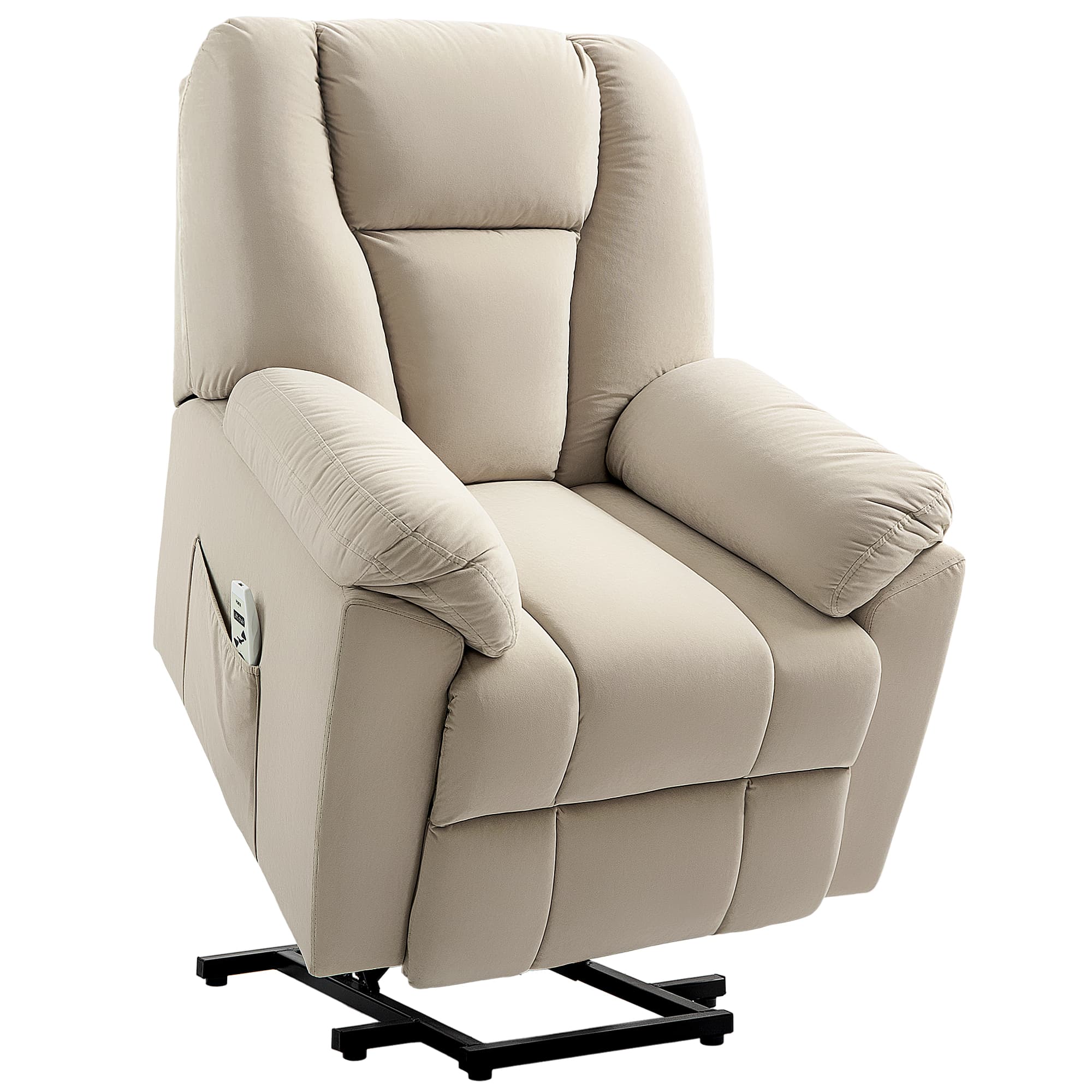 HOMCOM Fauteuil releveur électrique avec fonction massage et chauffage avec dossier inclinable, ports USB, télécommande, beige