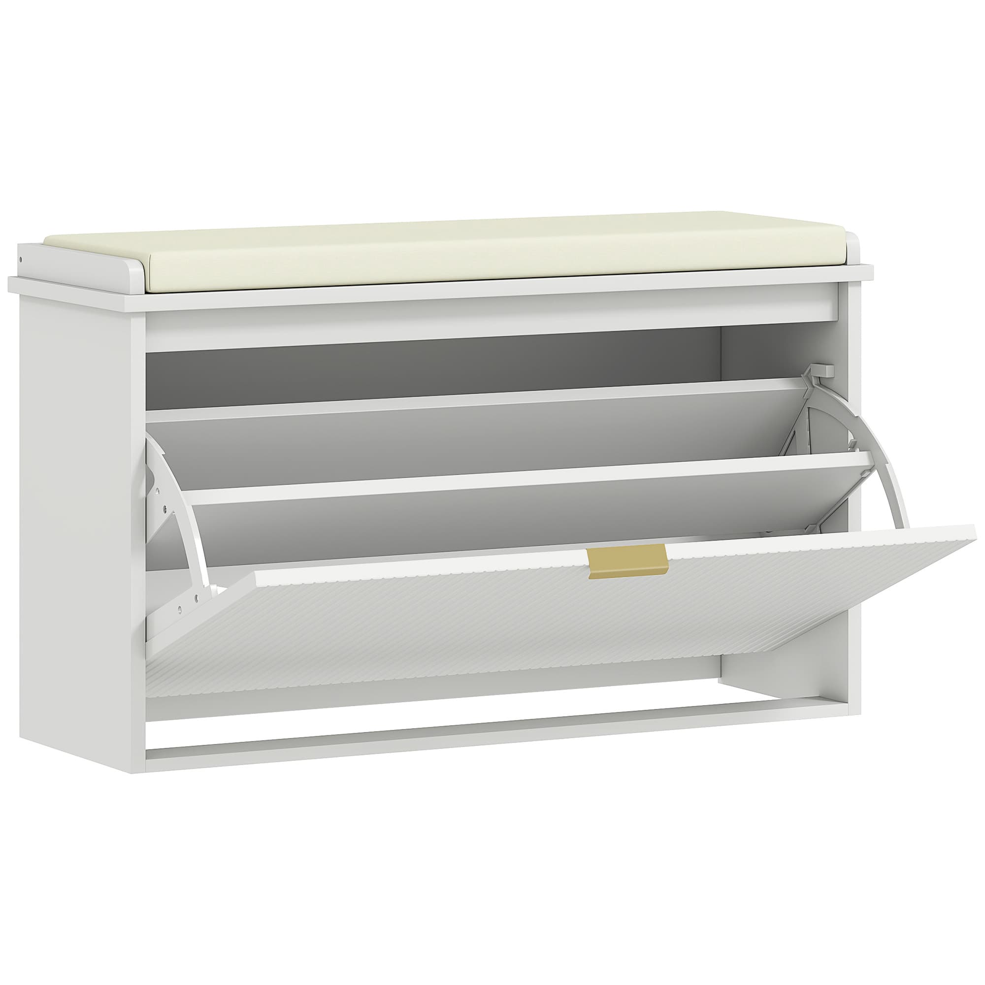 HOMCOM Banc à chaussures avec coussin d'assise rembourré et tiroir rabattable pour couloir, chambre, 80 x 26 x 47,5 cm, blanc