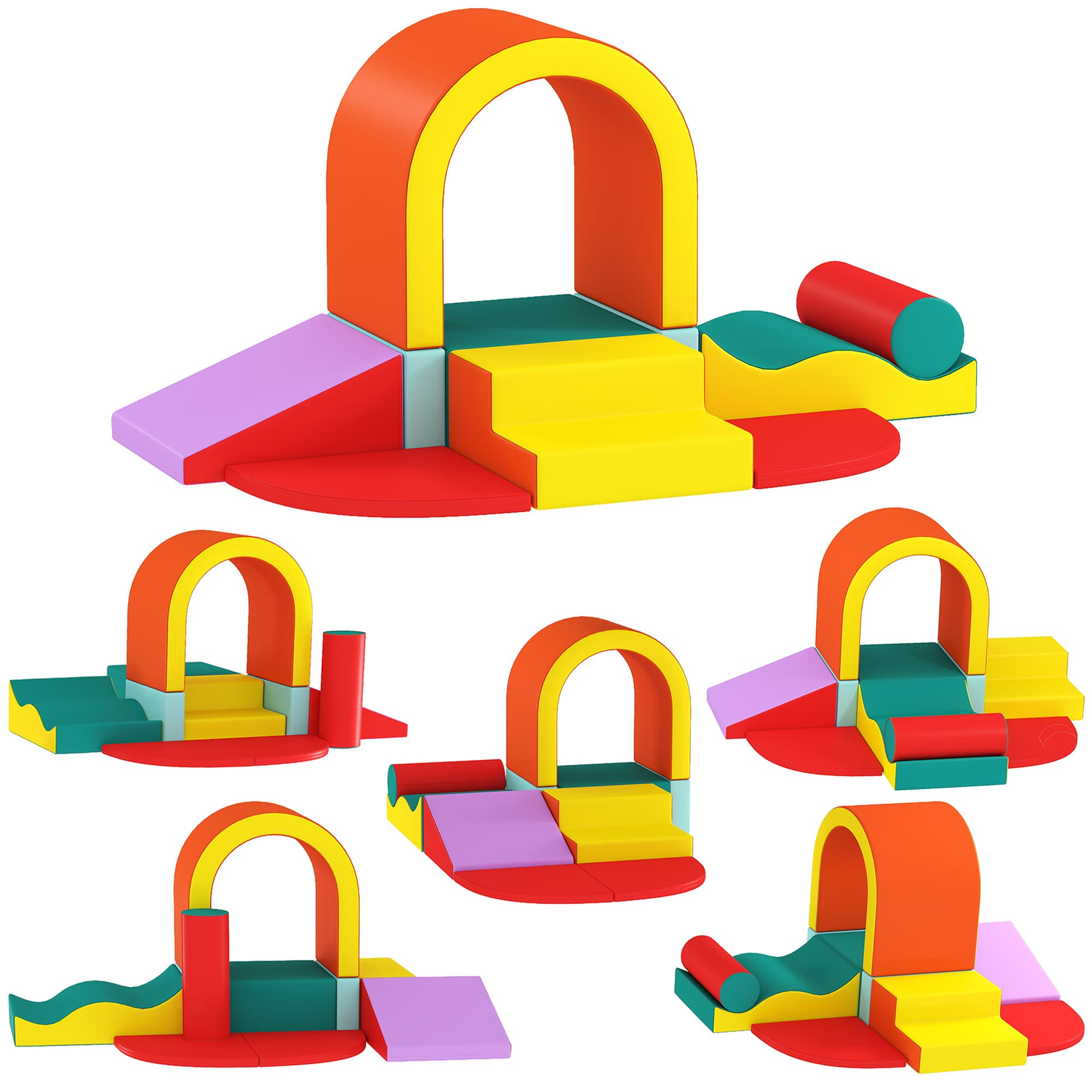 AIYAPLAY Parcours motricité bébé 10PCS, module motricité bébé en mousse EPE avec housse en revêtement PU, multicolore
