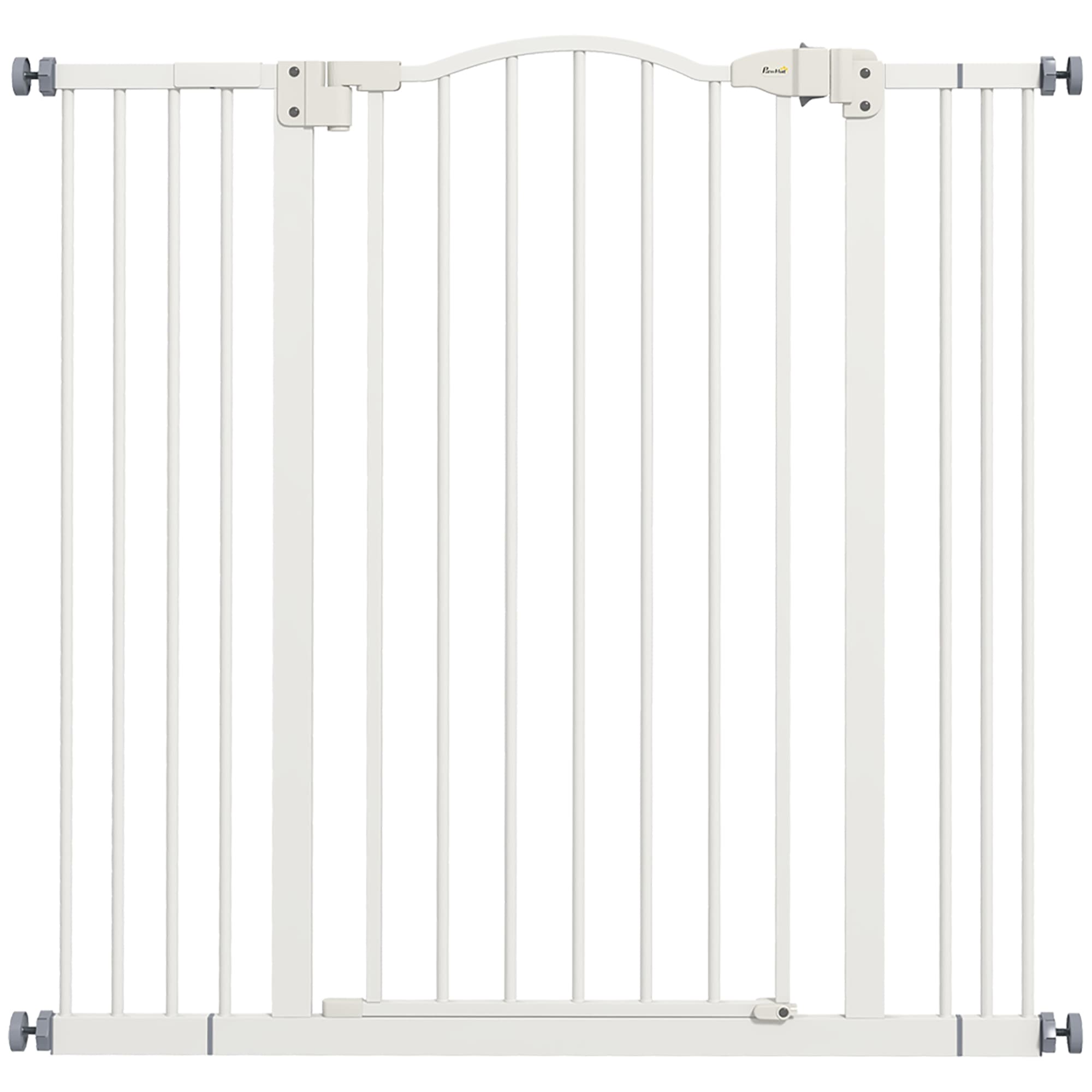 PawHut Barrière de sécurité pour chien extensible 74-100 cm fermeture automatique fixation par pression sans percer blanc