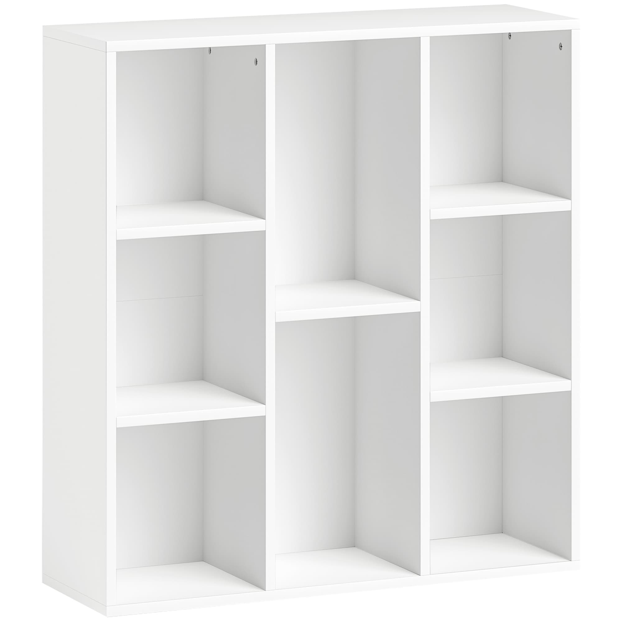HOMCOM Bibliothèque étagère de rangement 2 niveaux 8 compartiments, pour salon chambre à coucher bureau, 74,3x24x80cm, blanc
