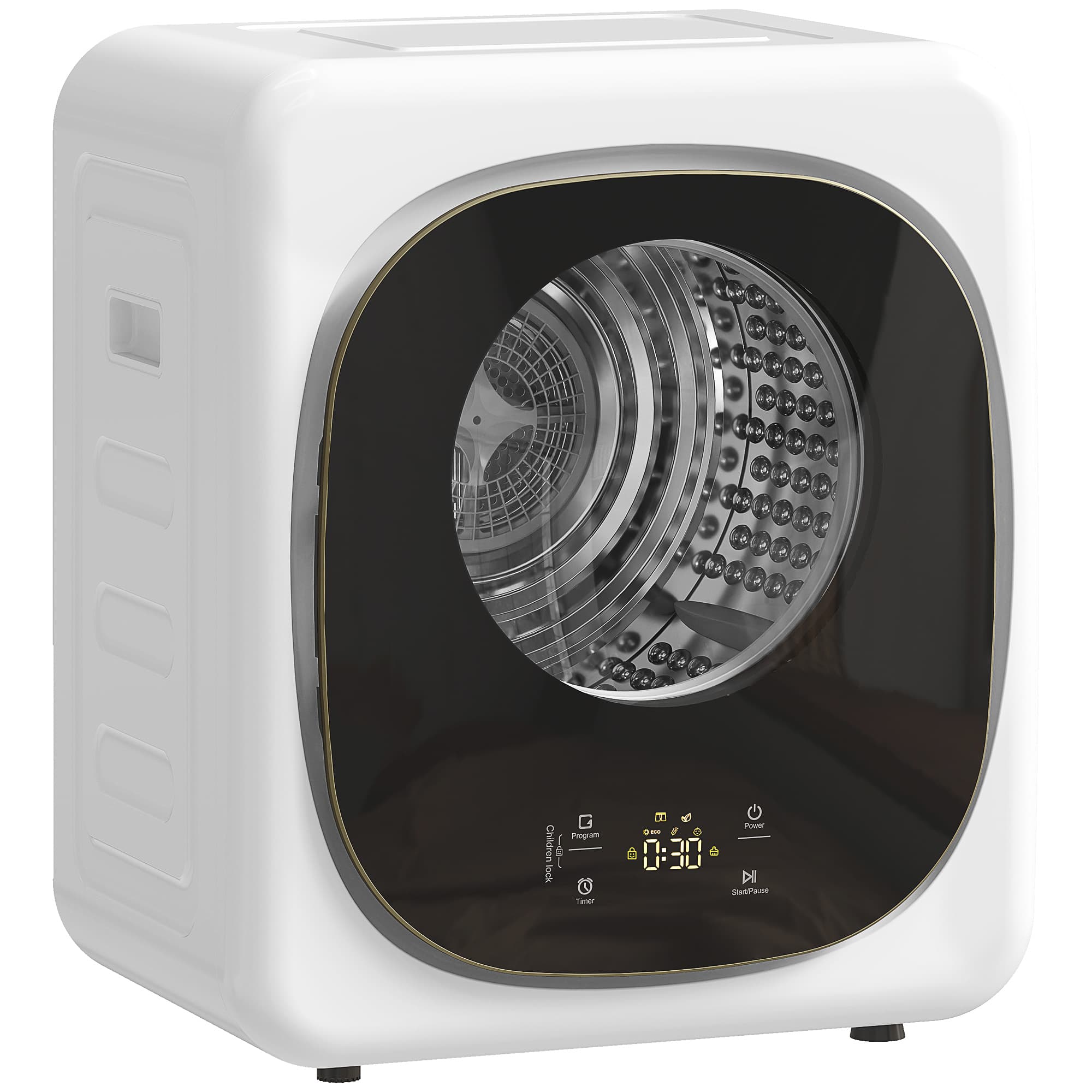 HOMCOM Sèche-linge à évacuation portable 4 Kg, sèche-linge 800 W compact, 5 modes de séchage, minuterie, blanc