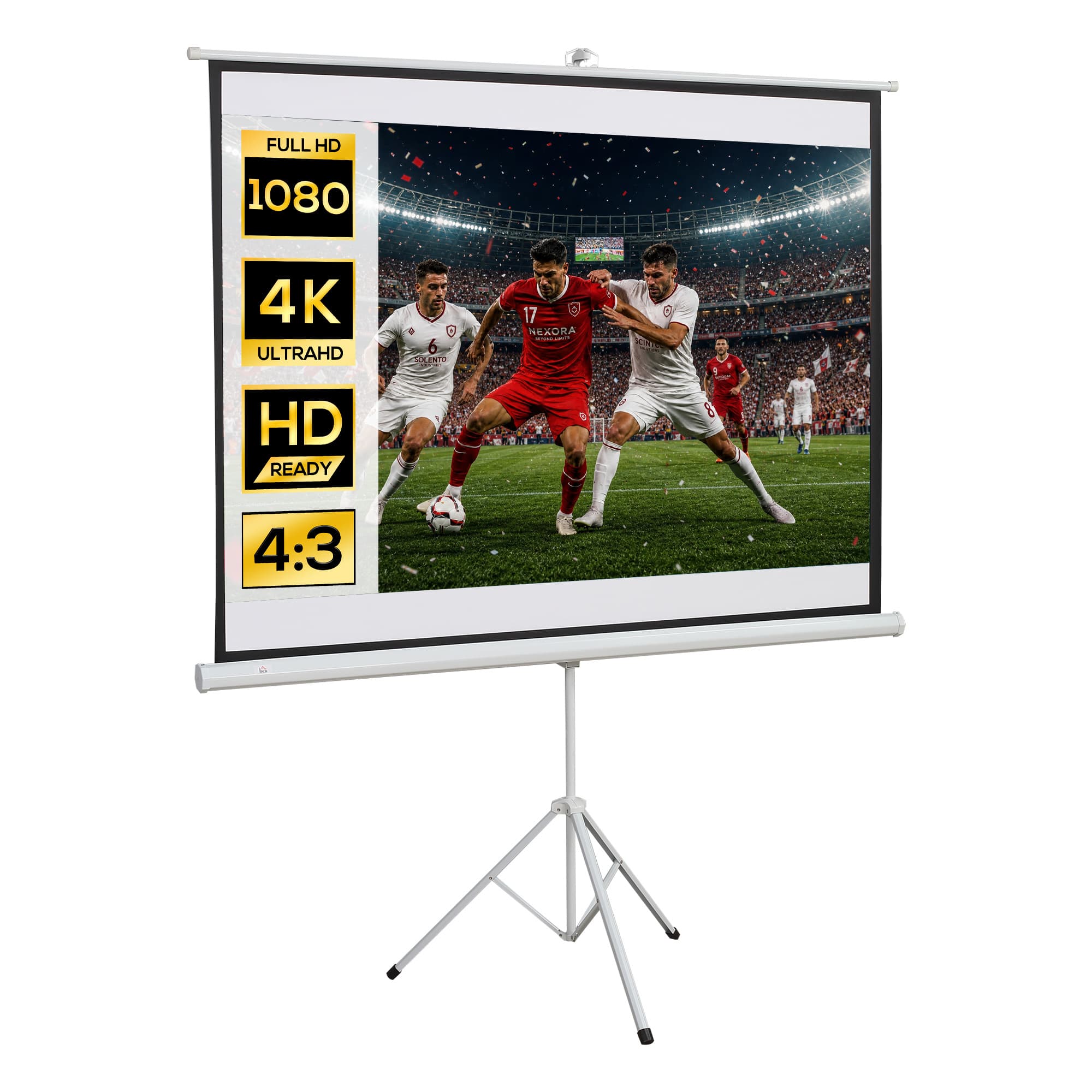 HOMCOM Ecran de Projection sur Pied Home-Cinéma Vidéo Format 4 : 3 84 Pouces 171 x 128 cm Blanc aosom france