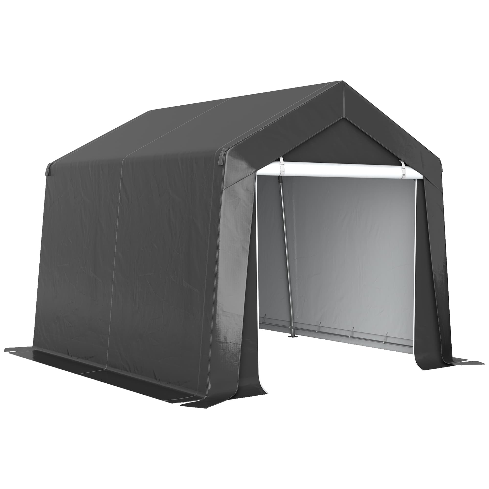 Outsunny Abri de jardin tente de stockage portable pour extérieur avec cadre en acier galvanisé et grande porte 3 x 3 m gris